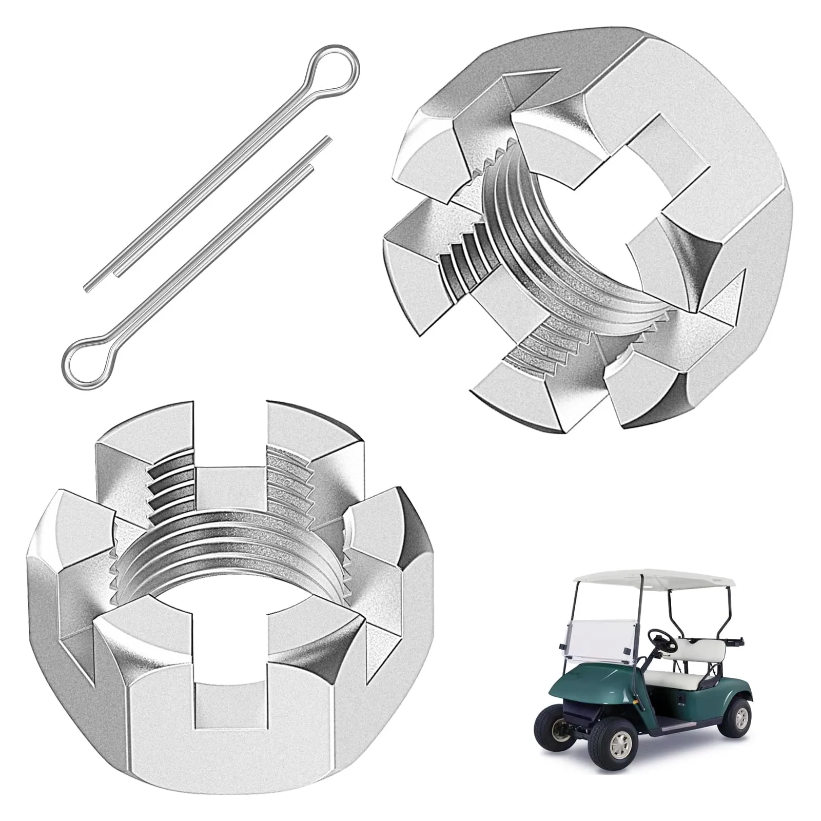 CartClan CT-0092 Slotted Axle Nut Set for EZGO TXT