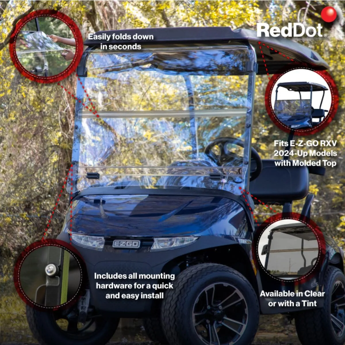 RED DOT 09-230 Windshield for E-Z-GO RXV 2024+ image 3