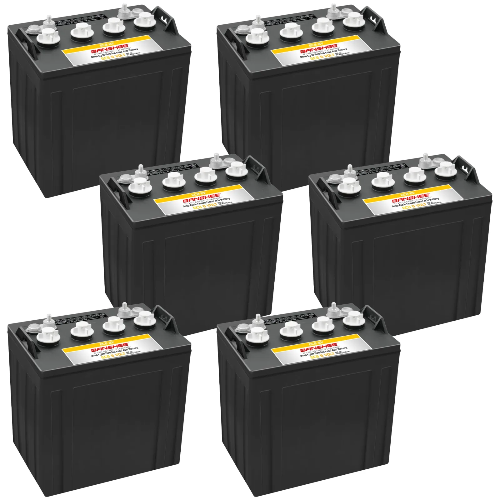 Banshee GC8 48V Golf Cart Battery Set, Six 8V 190Ah Batteries