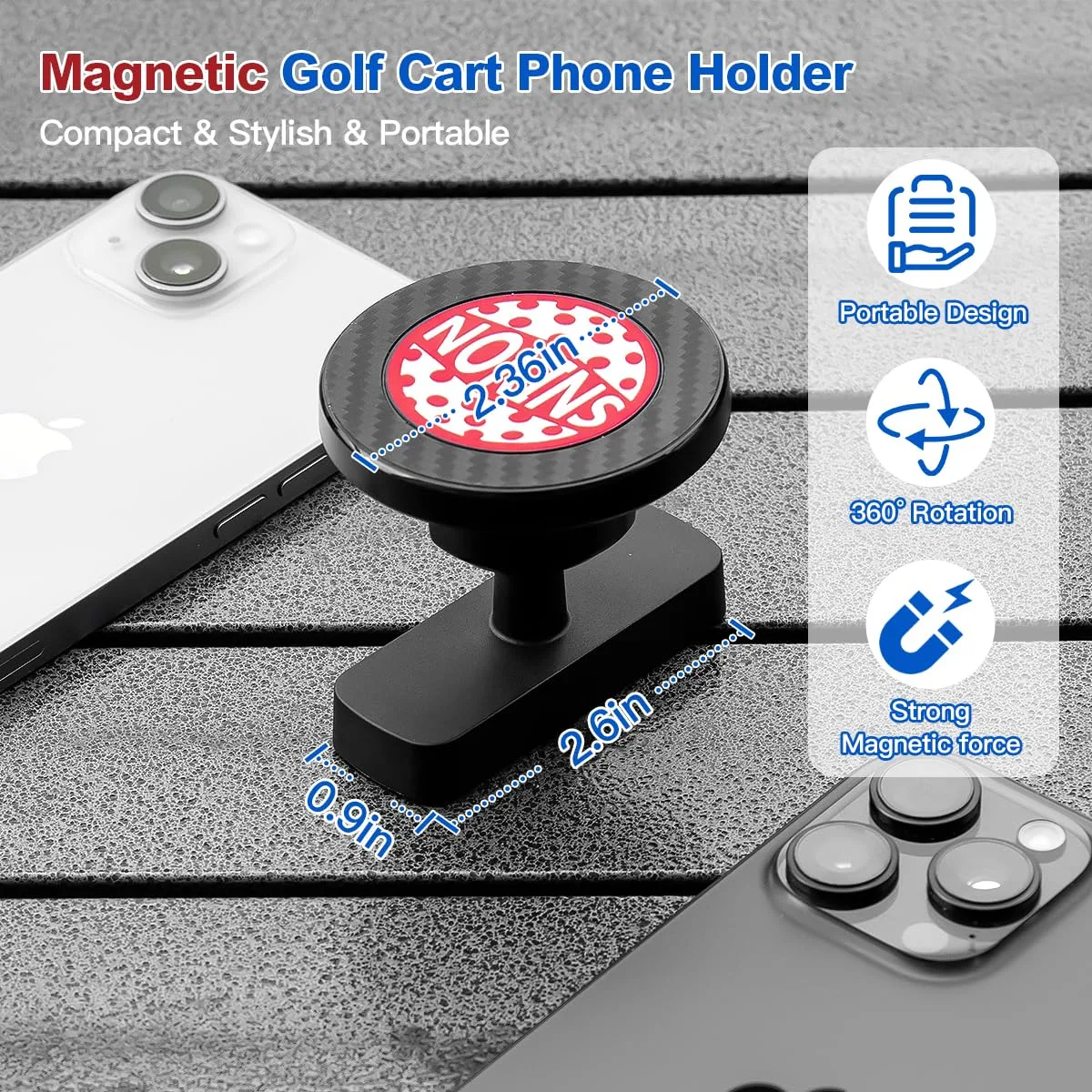NOKINS Magnetic Golf Cart Phone Holder NKSPHG17 image 3