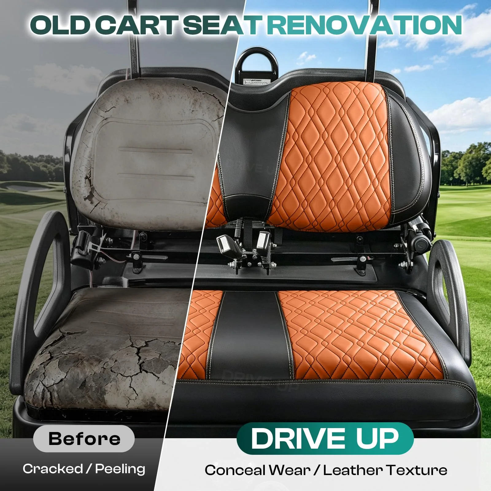 DRIVE UP DU00316 Brown Diamond Seat Covers for Club Car Precedent image 2