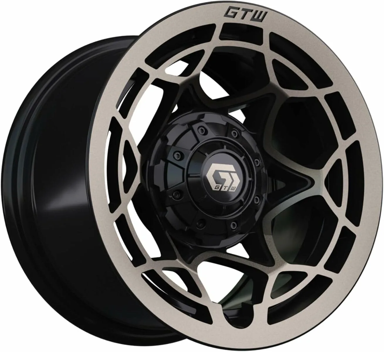 GTW 12x7 Satin Bronze/Gloss Black Aluminum Wheel Set — 19-393 image 4