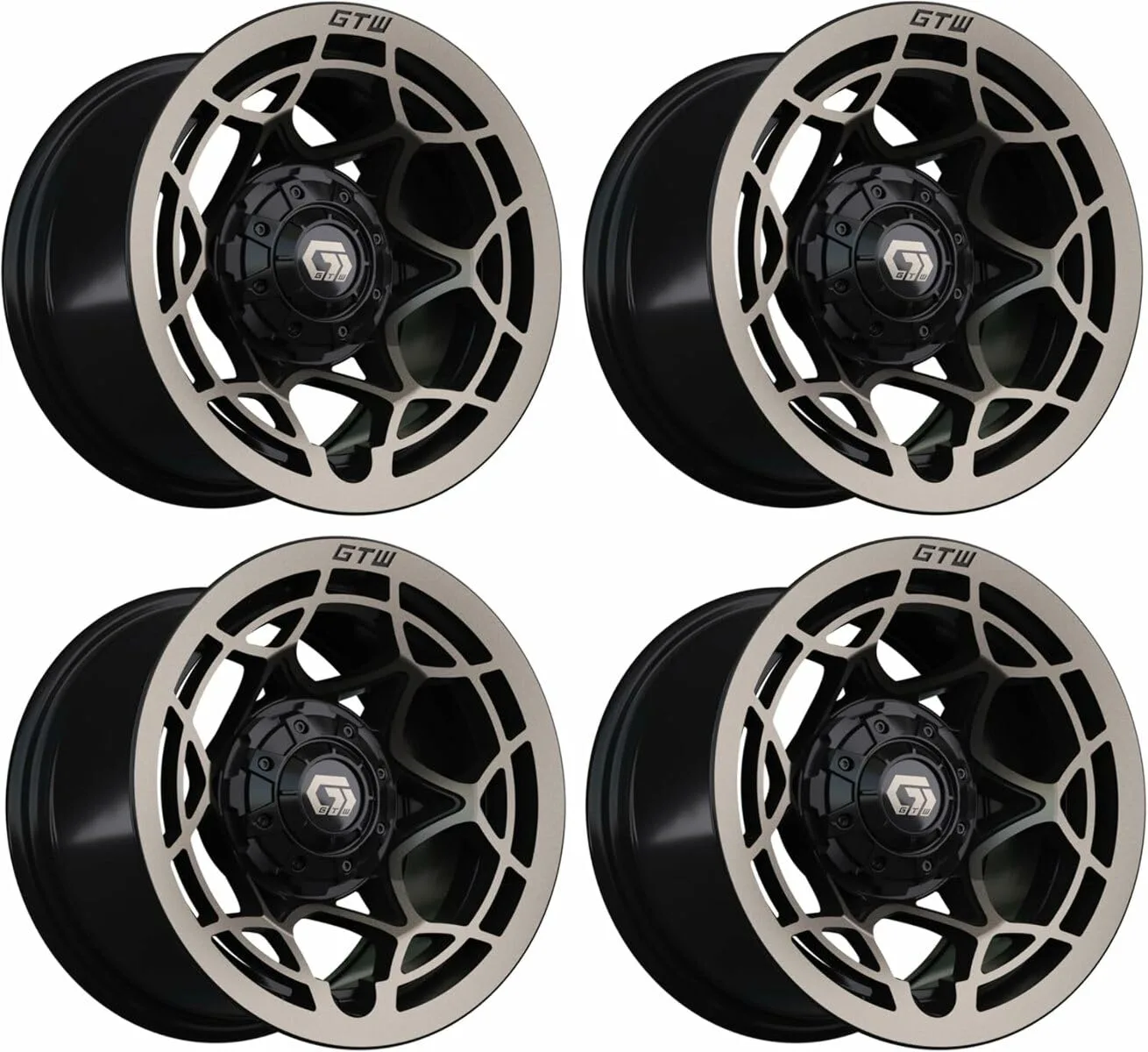 GTW 12x7 Satin Bronze/Gloss Black Aluminum Wheel Set — 19-393