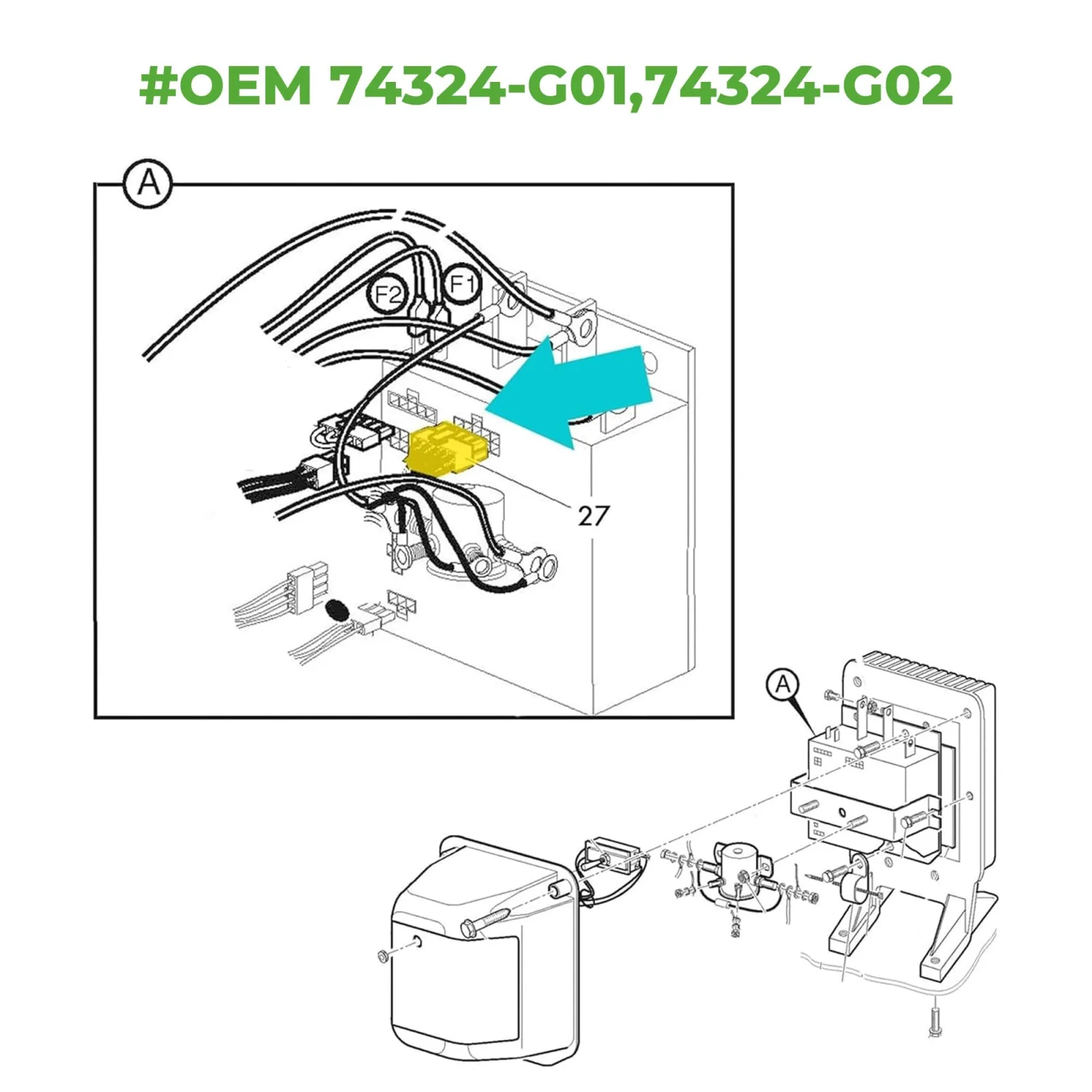 10L0L Control Wiring Harness for E-Z-GO TXT PDS 36V image 2