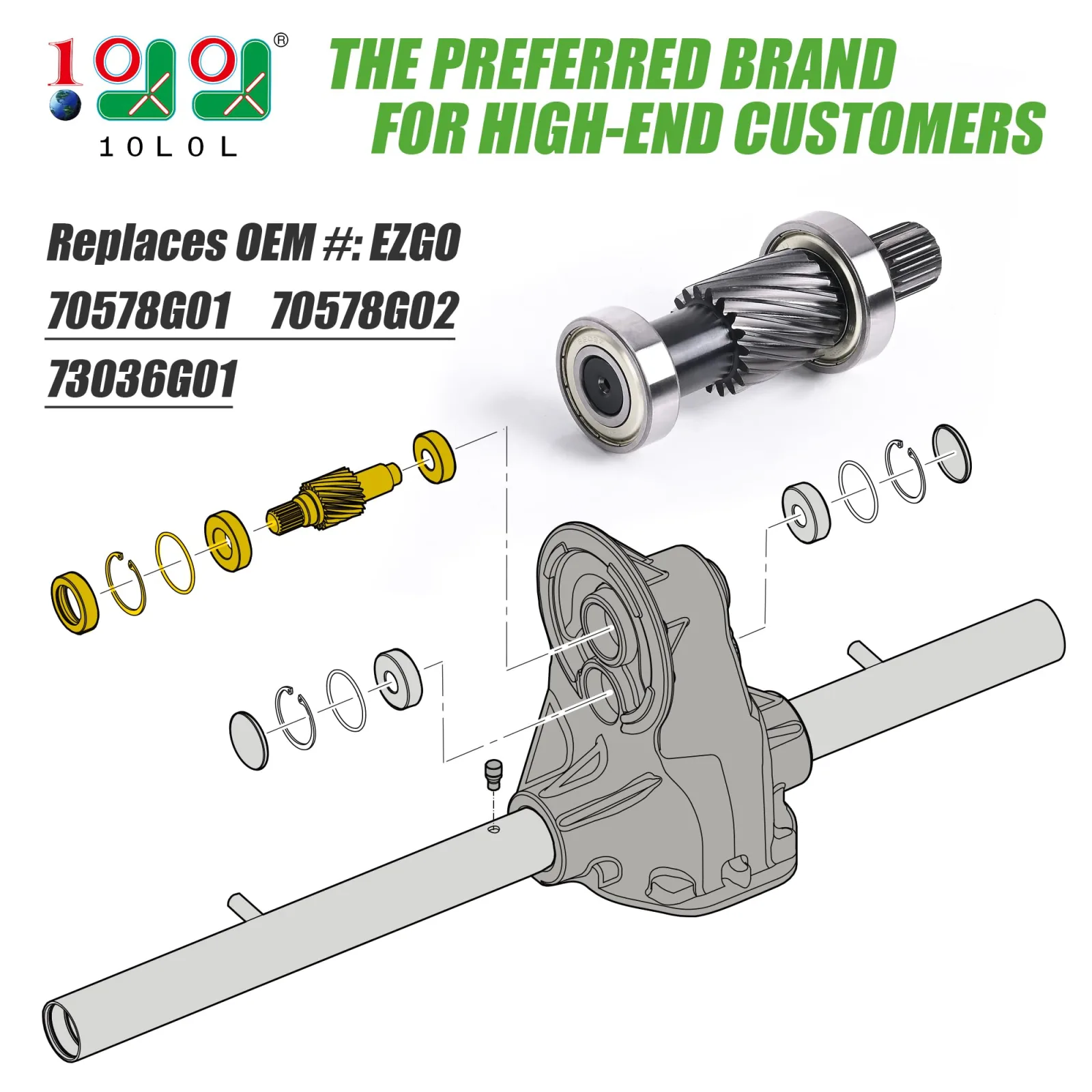 10L0L Input Shaft Kit for E-Z-GO RXV Electric Golf Carts image 2