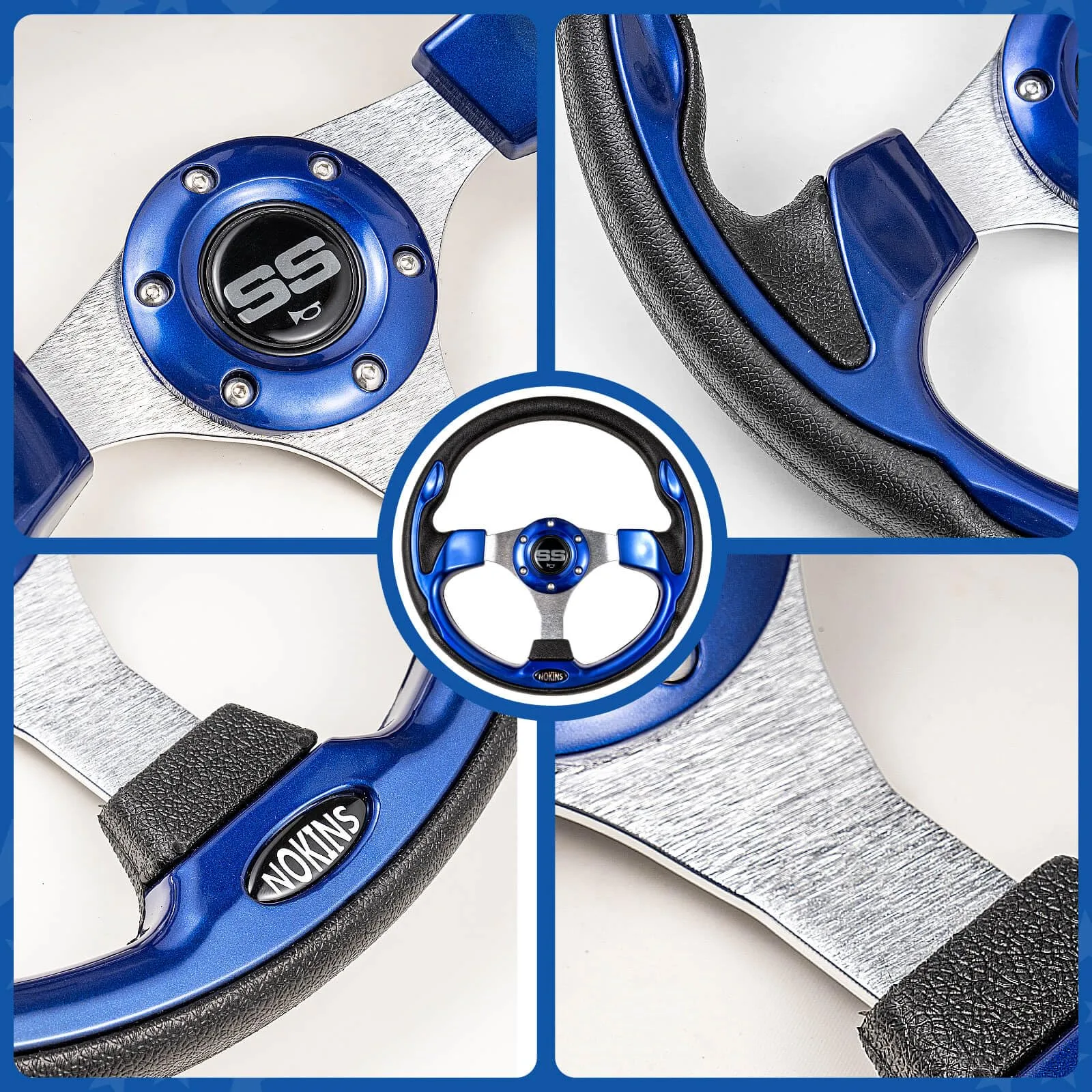 NOKINS 12.5-Inch Golf Cart Steering Wheel NKS30002-CF image 3