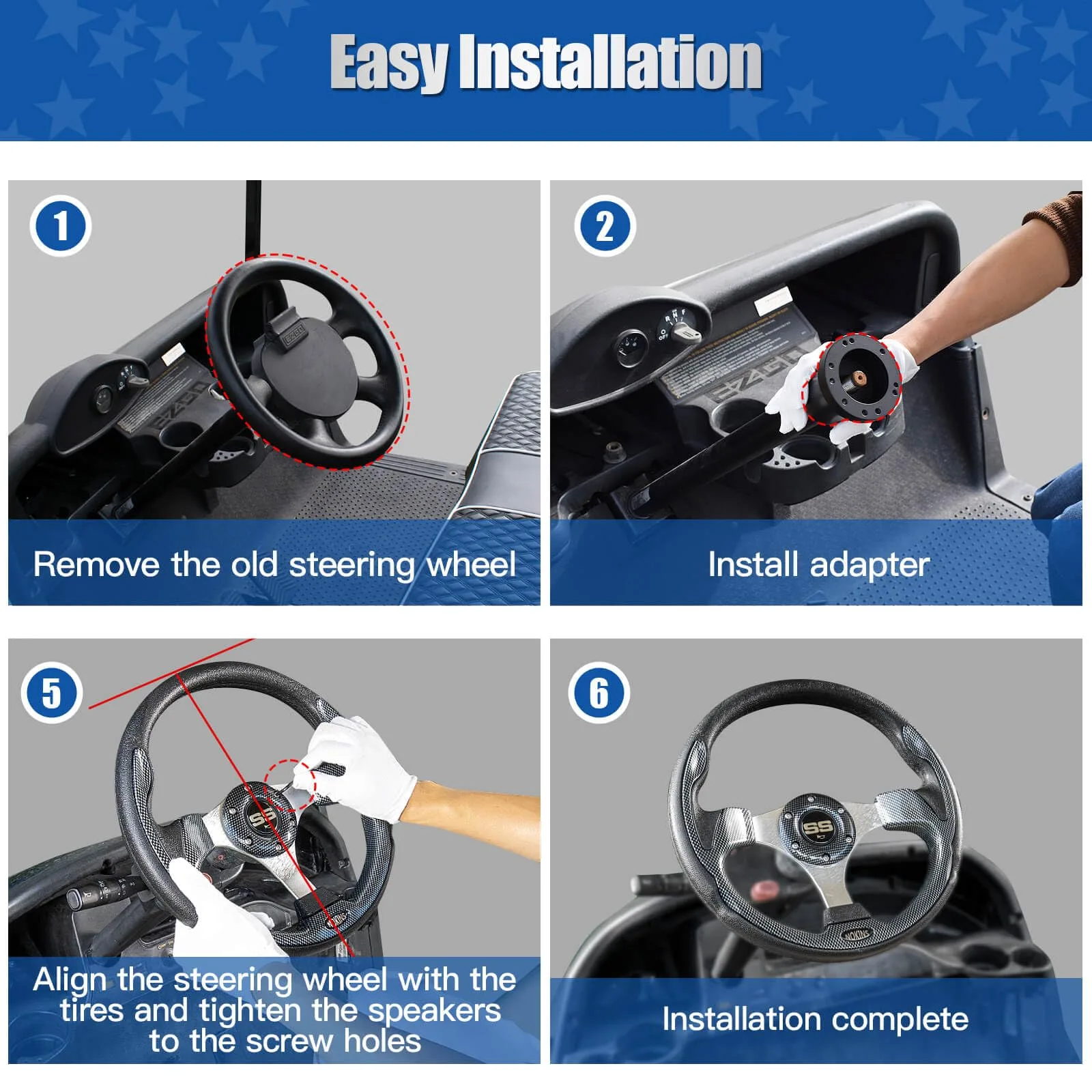 NOKINS 12.5-Inch Golf Cart Steering Wheel NKS30002-CF image 4