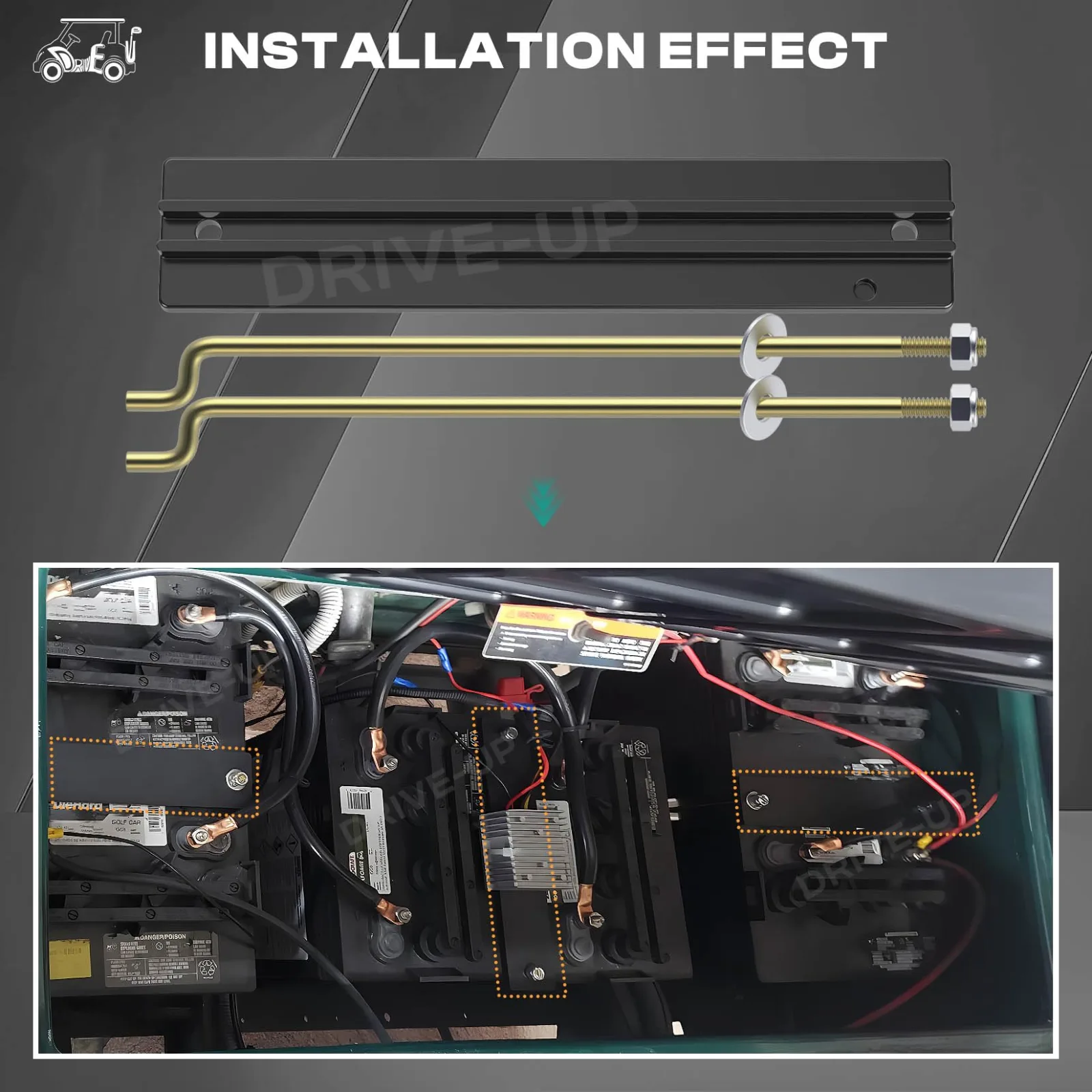 DRIVE UP Battery Hold-Down Plate Kit for Club Car DS image 3