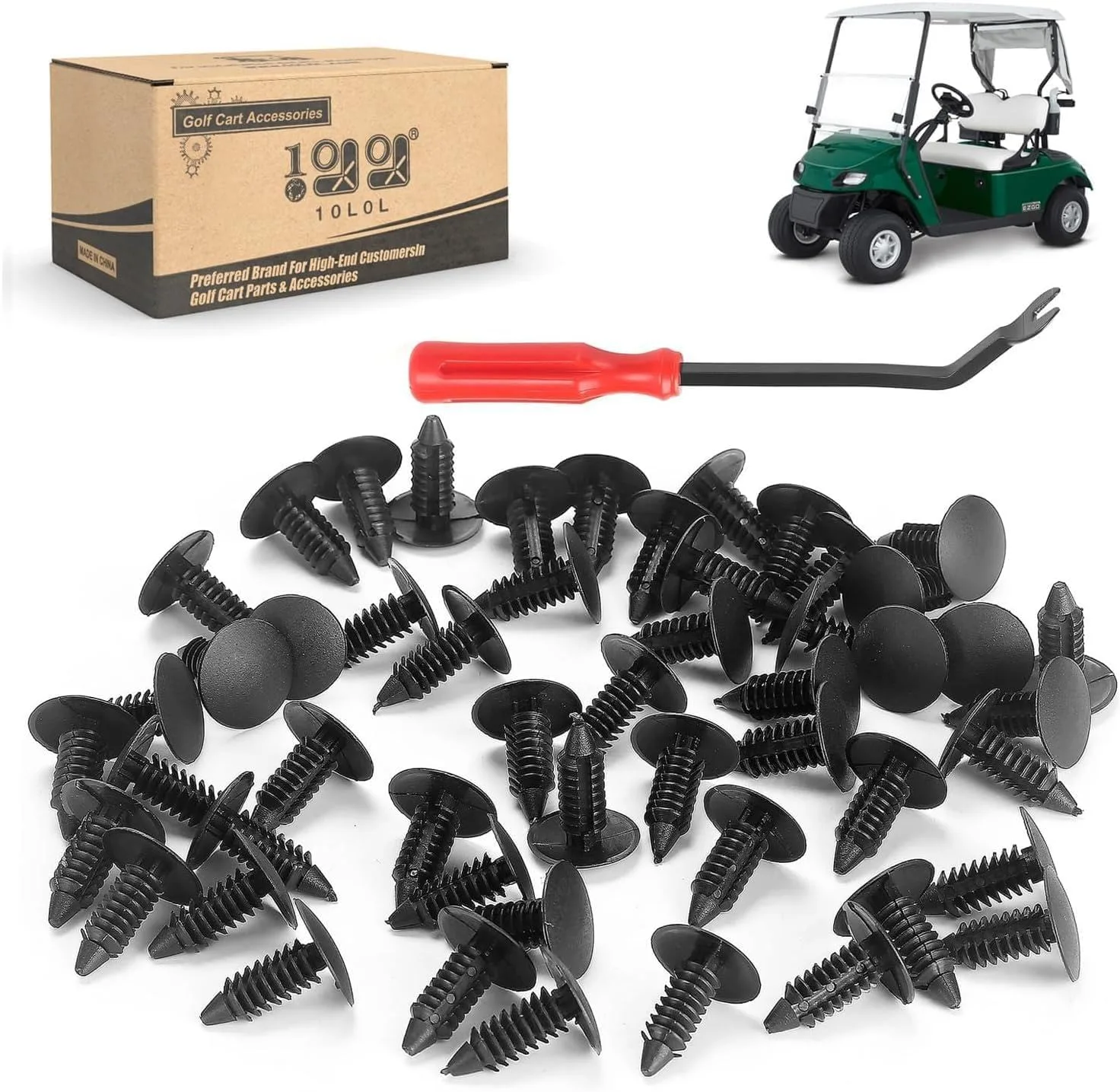10L0L Golf Cart Christmas Tree Rivets with Removal Tool