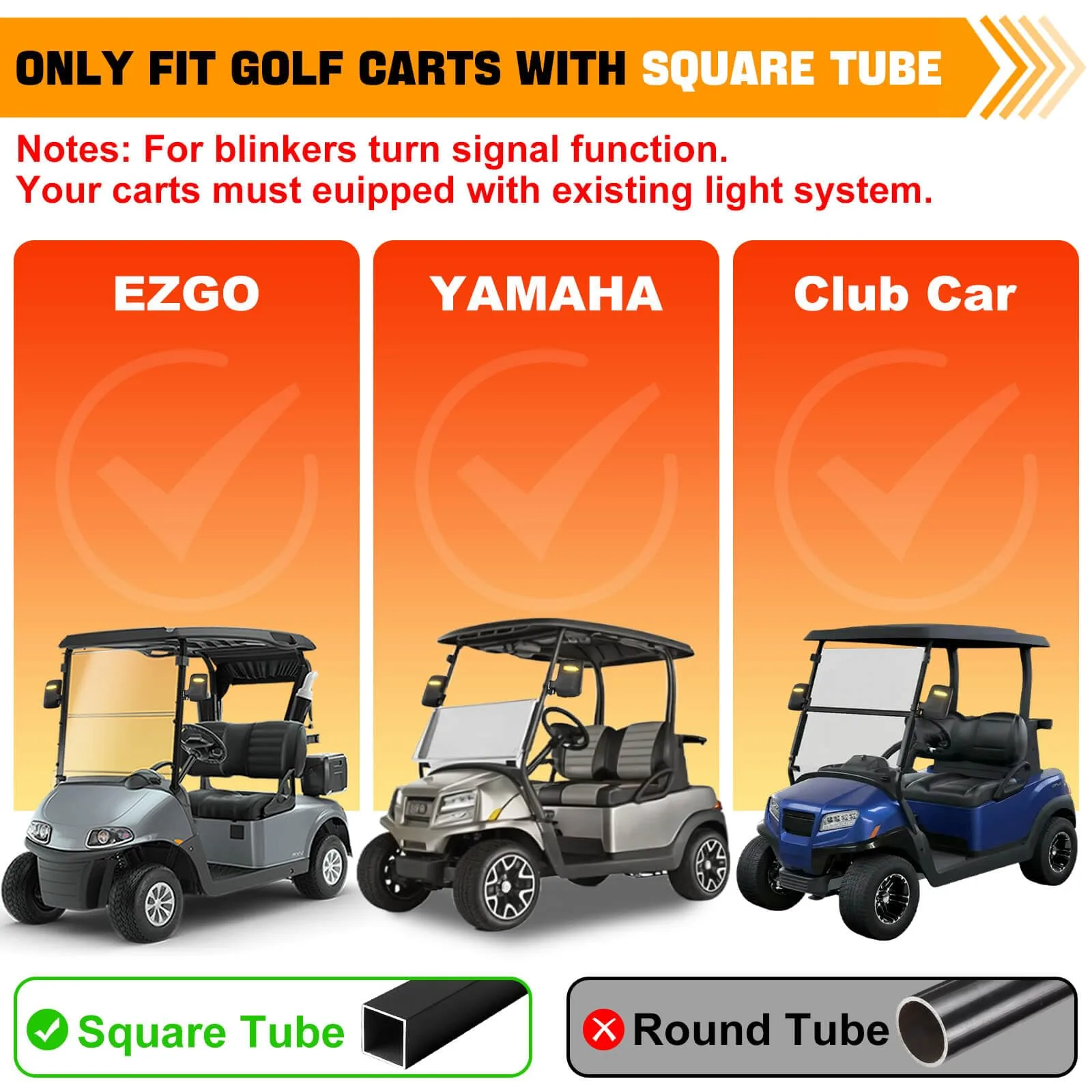 LEAPGOMAX Golf Cart Side Mirrors with LED Turn Signals image 2