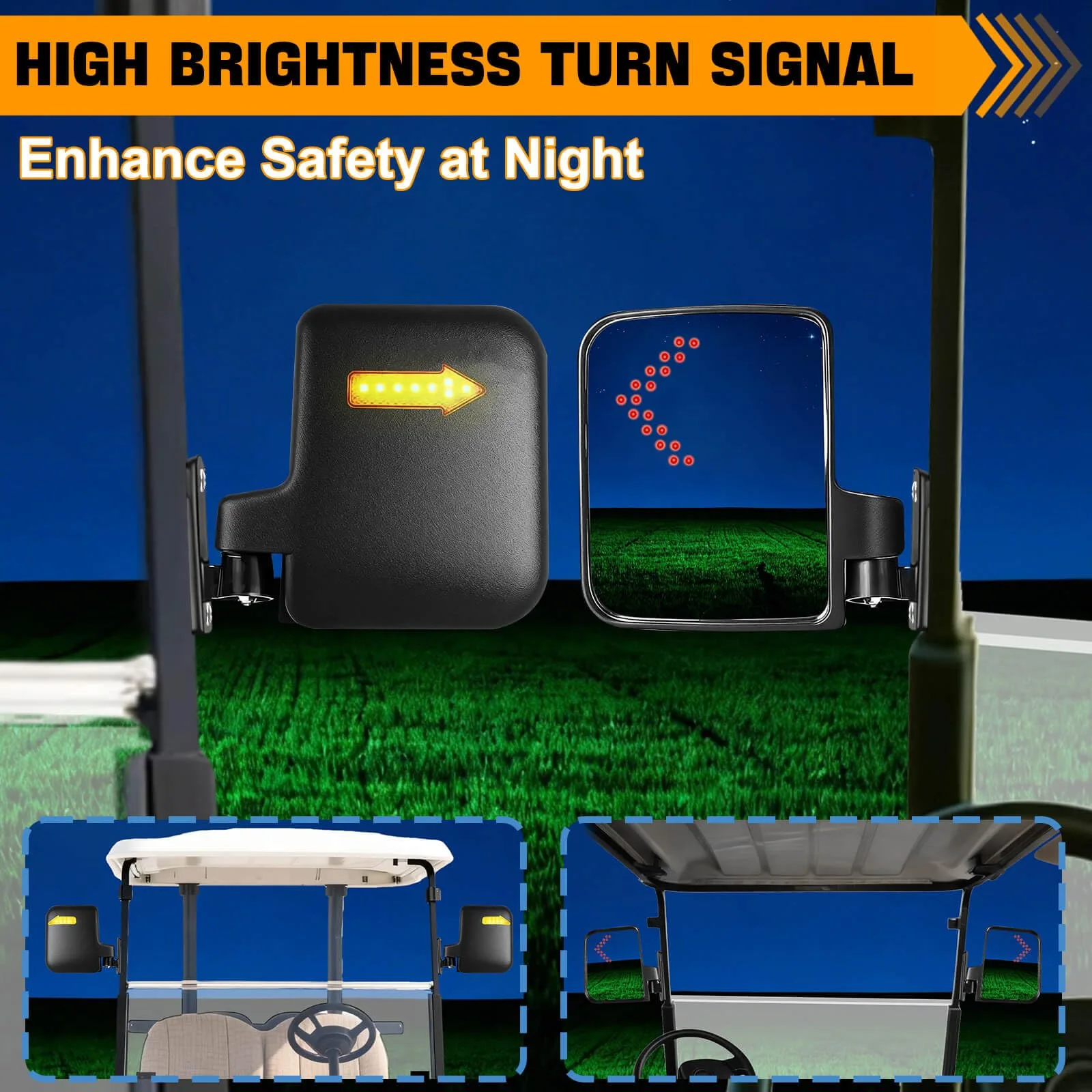 LEAPGOMAX Golf Cart Side Mirrors with LED Turn Signals image 3