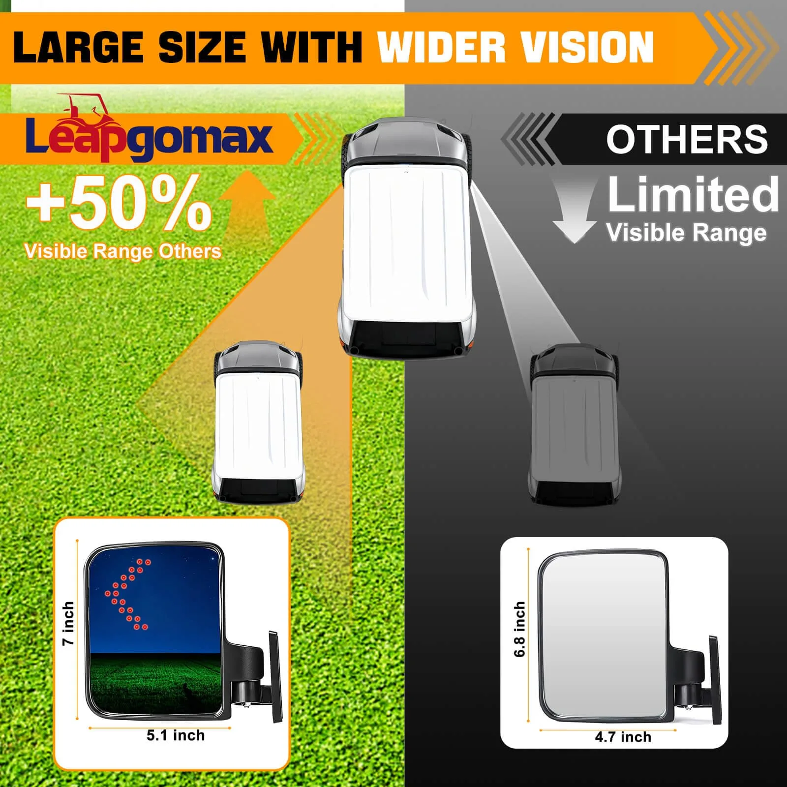 LEAPGOMAX Golf Cart Side Mirrors with LED Turn Signals image 4
