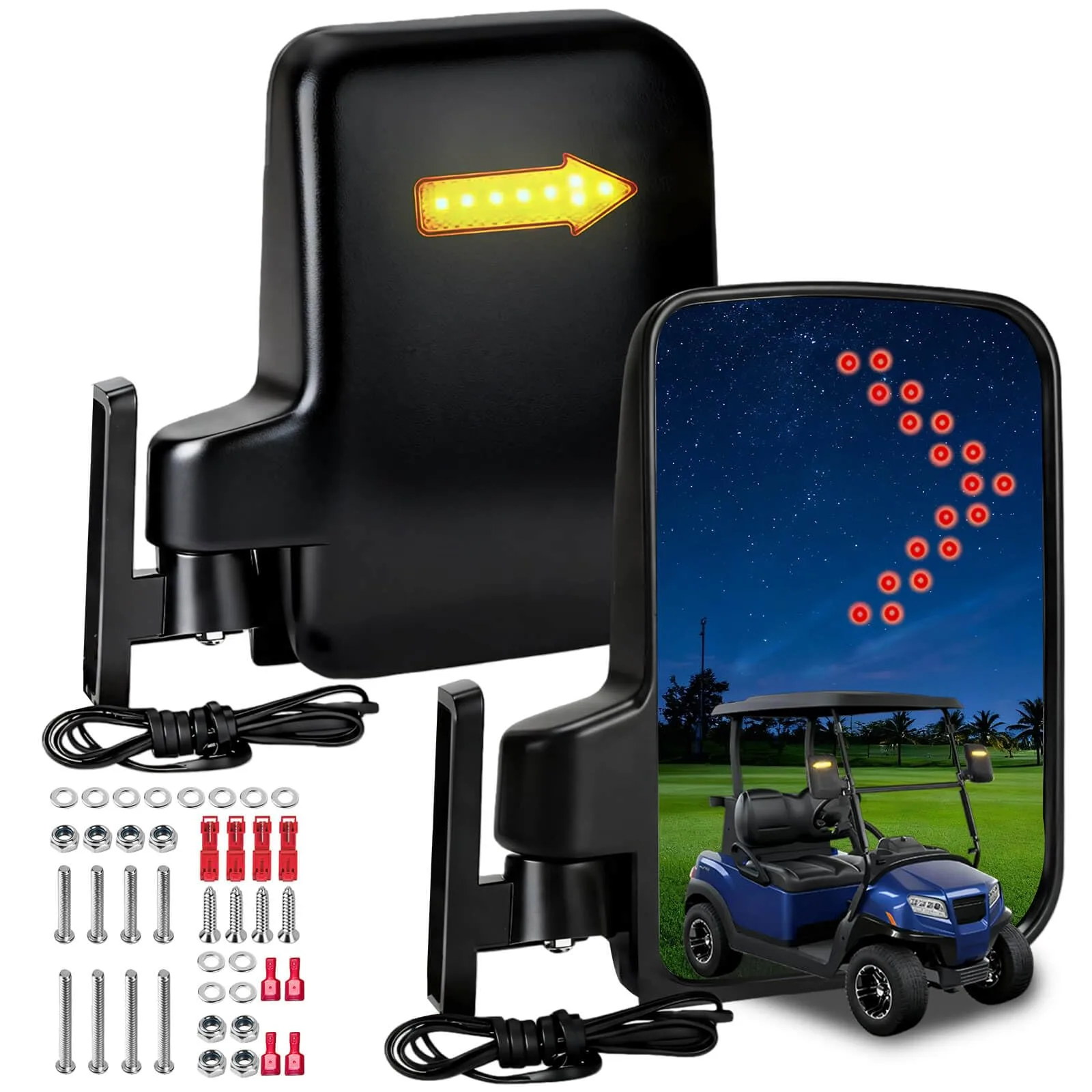LEAPGOMAX Golf Cart Side Mirrors with LED Turn Signals