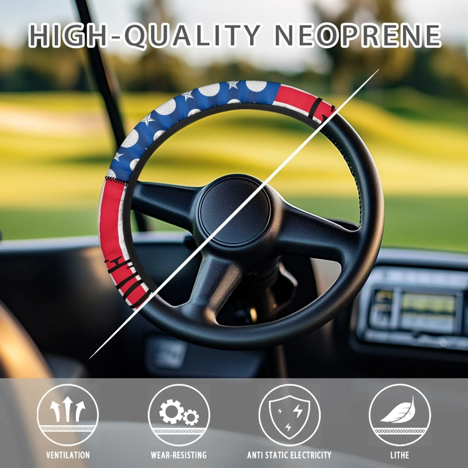 INSTANTARTS American Flag Golf Cart Steering Wheel Cover image 4