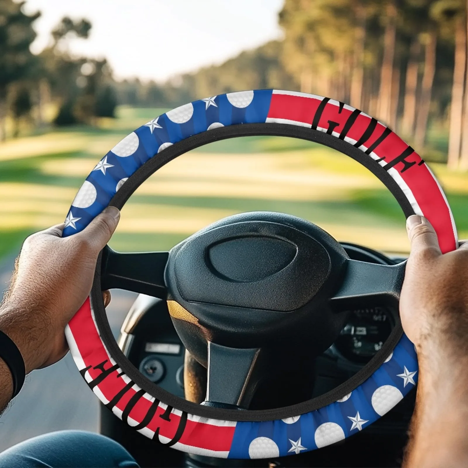 INSTANTARTS American Flag Golf Cart Steering Wheel Cover