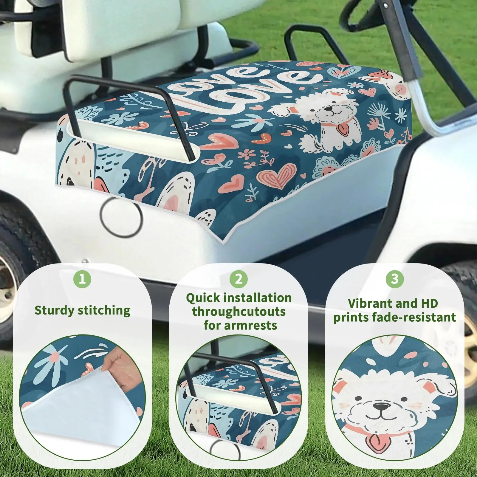 Tiveruda Golf Cart Seat Cover for Double Seats, 51 x 31 in image 3