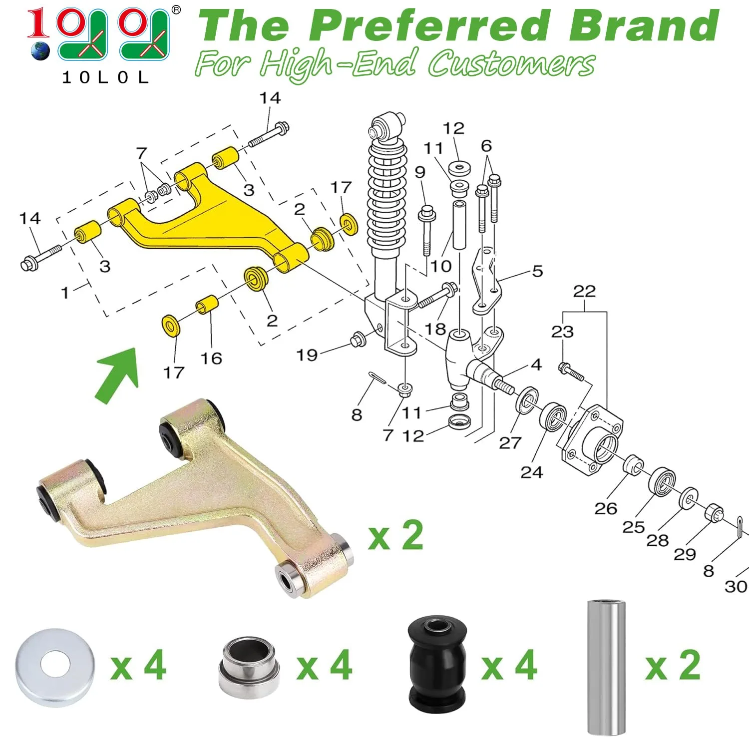 10L0L Front Lower Control Arm Kit for Yamaha G22/G29 image 2