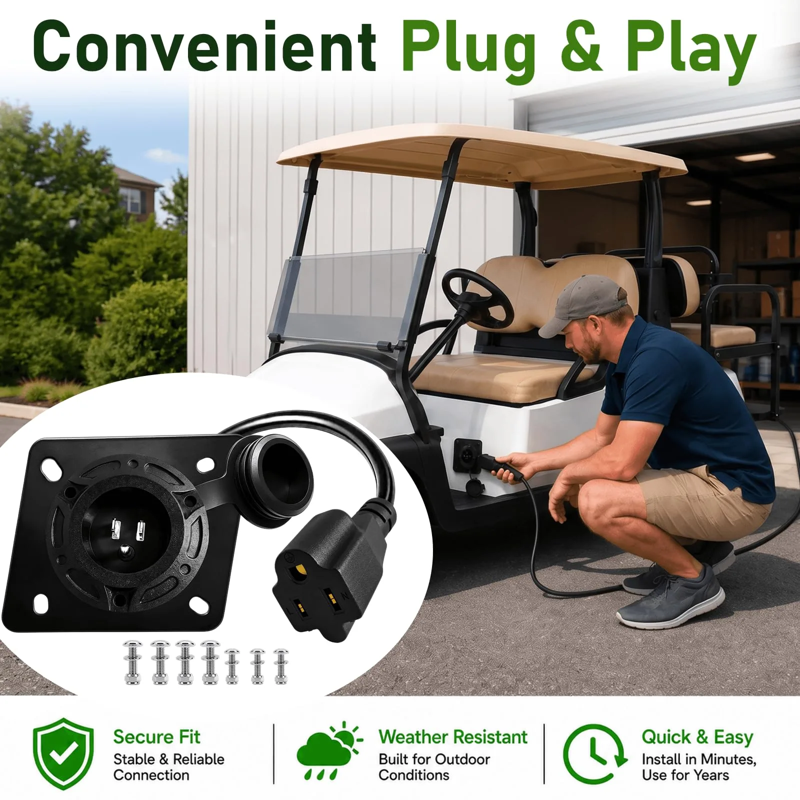 MOSNAI 120V Charging Port Adapter for E-Z-GO TXT RXV image 4