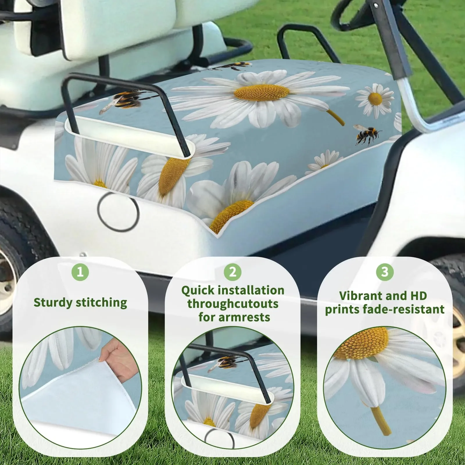 Tiveruda Universal 51" x 31" Golf Cart Seat Cover for 2-Person Seats image 3