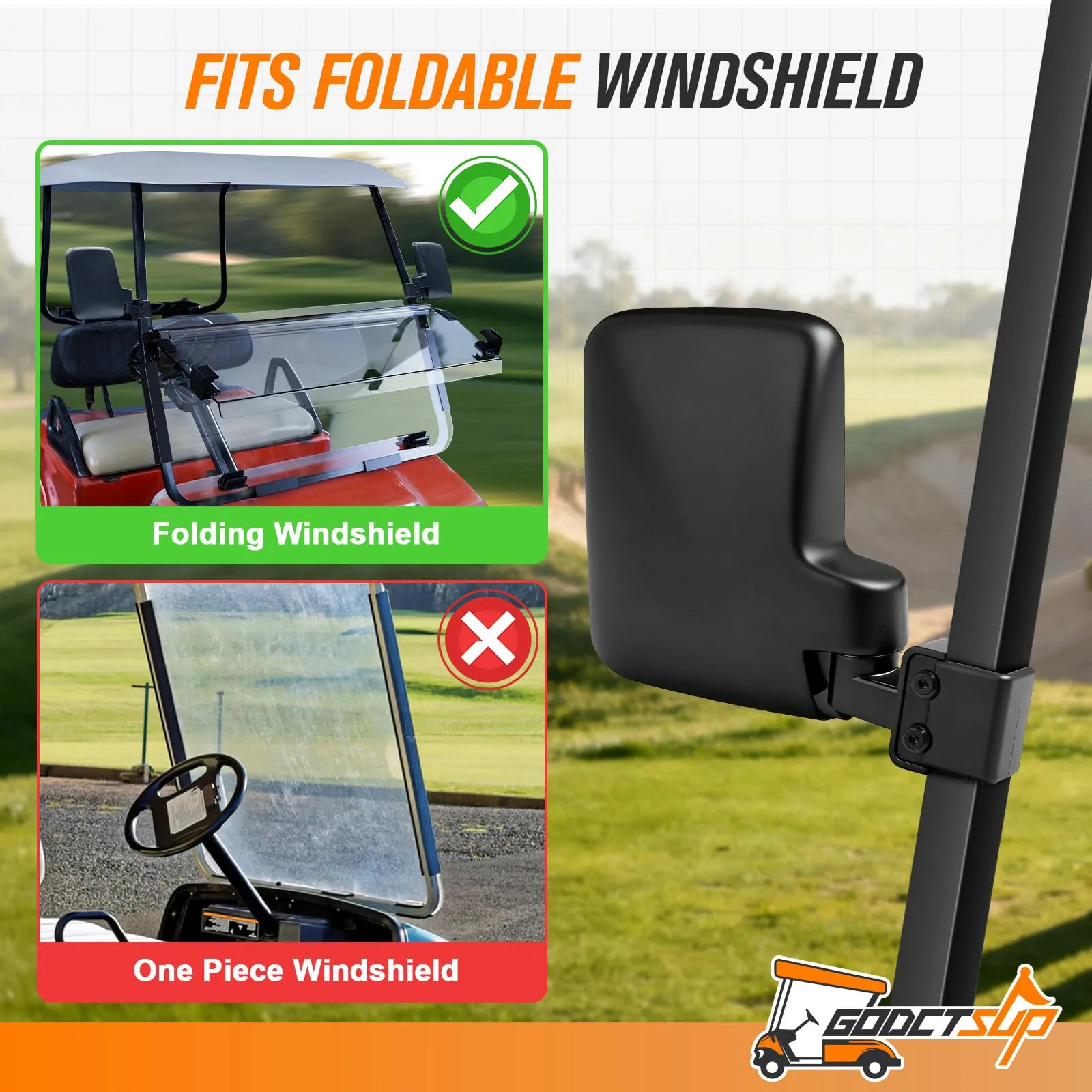 GODCTSUP Universal Golf Cart Rearview and Side Mirror Kit image 4