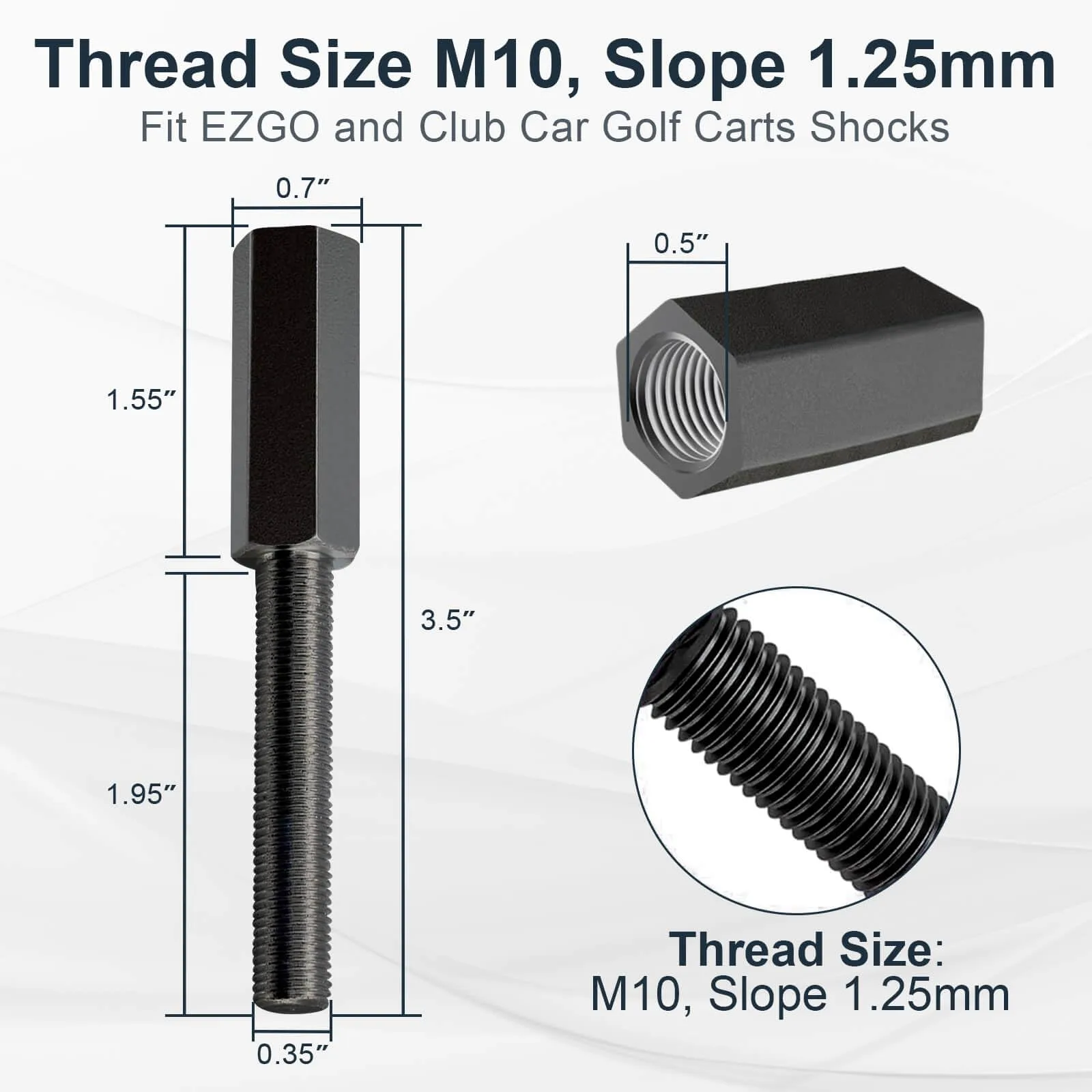 LEAPGOMAX Golf Cart Shock Extension Rods M10 x 1.25 image 2