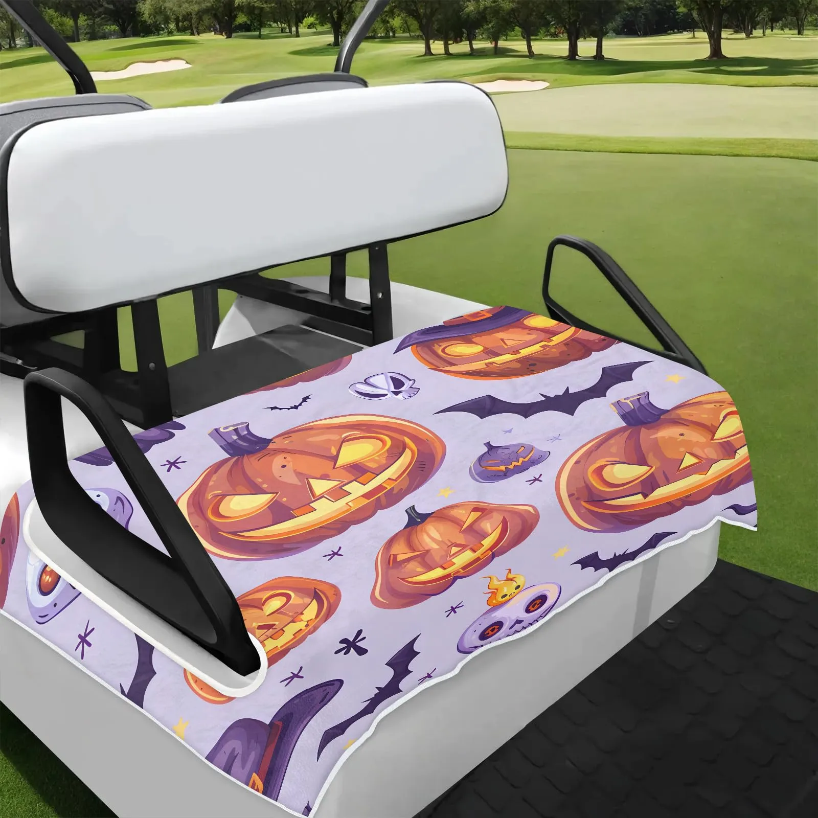 Tiveruda Halloween Purple Pumpkin Golf Cart Seat Cover