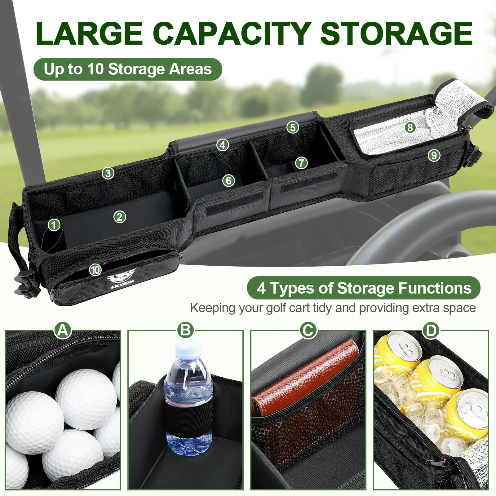 SKYJDM Golf Cart Front Storage Basket Organizer AC112521 image 2