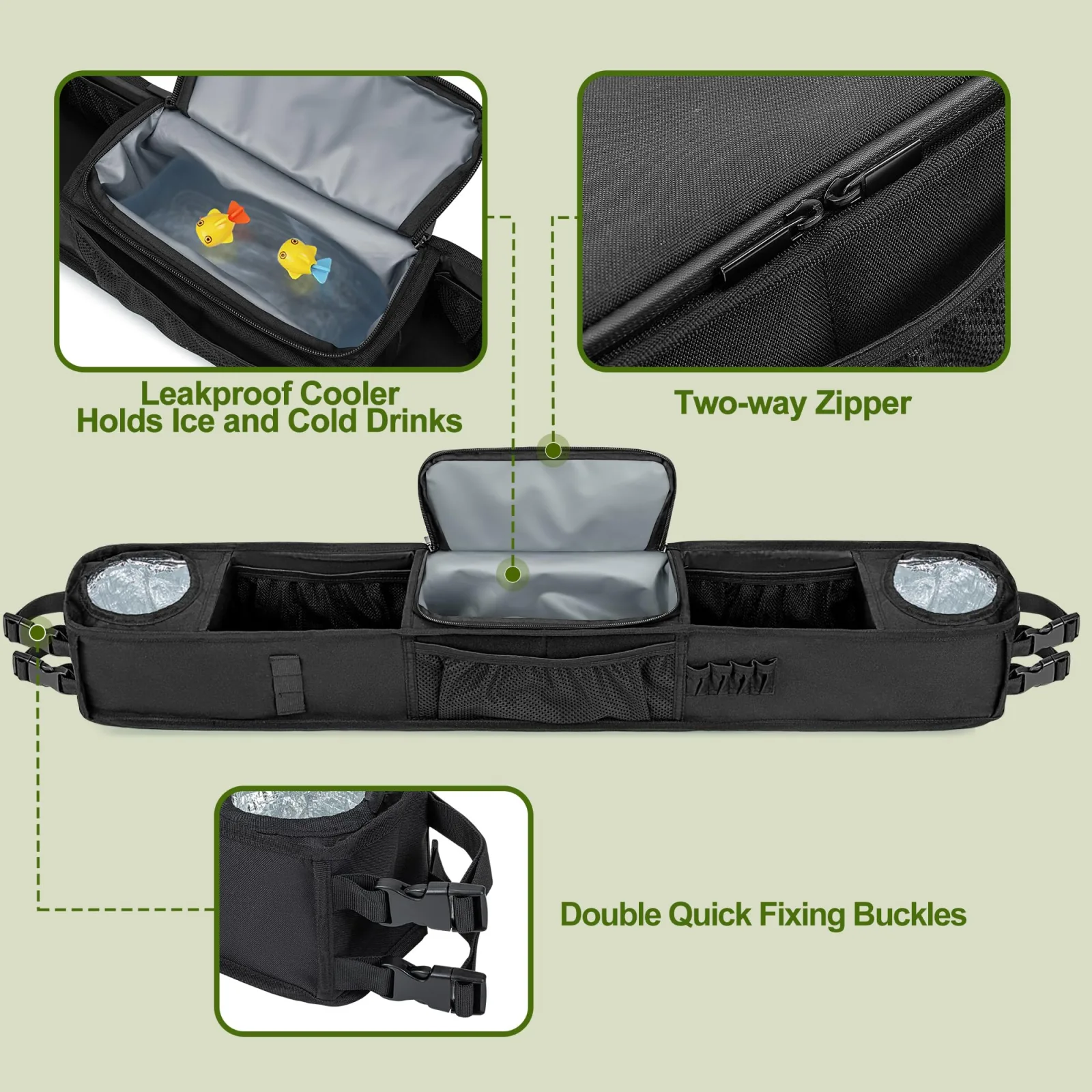 PGmoon Front Golf Cart Storage Tray with Cooler — No-Drill image 3