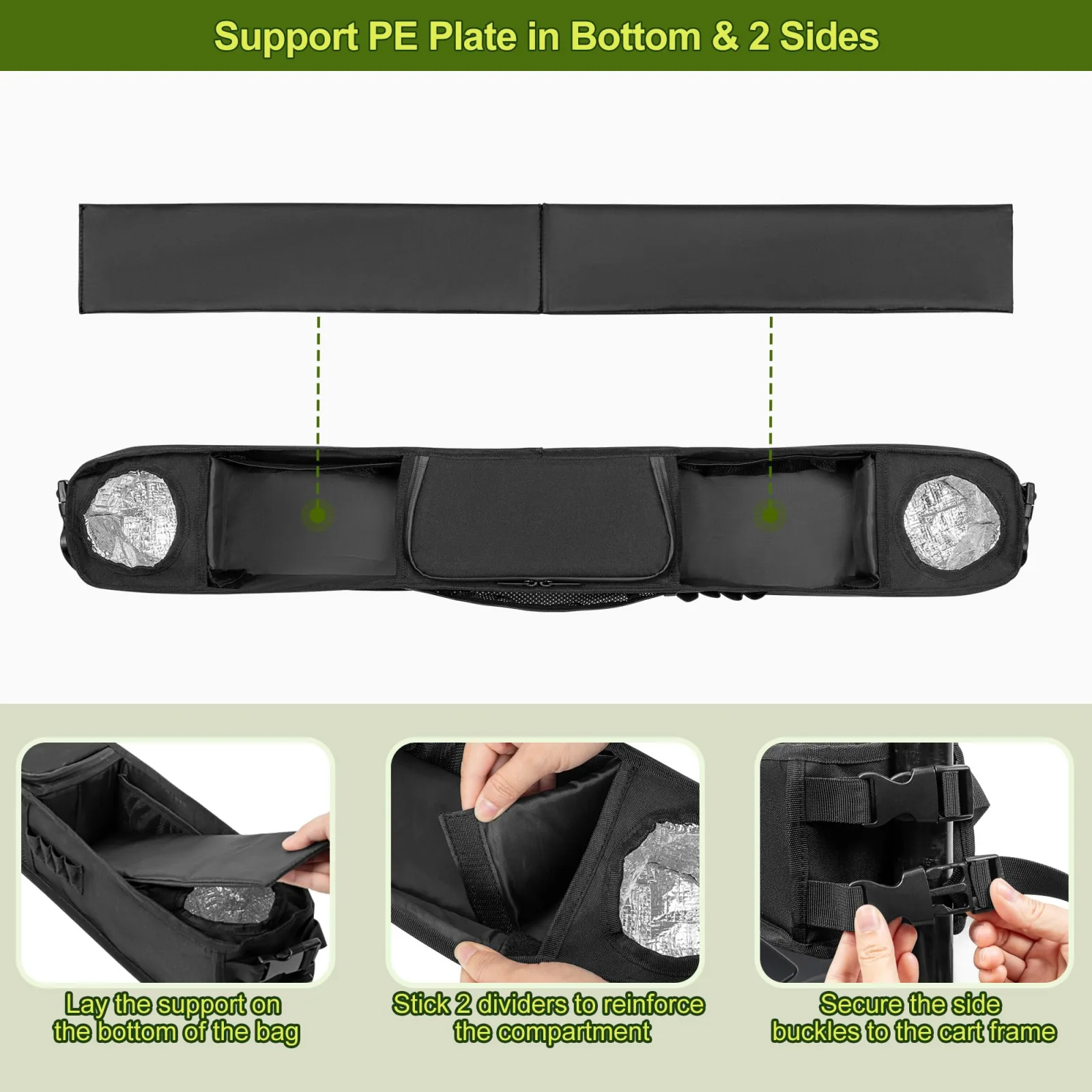 PGmoon Front Golf Cart Storage Tray with Cooler — No-Drill image 4