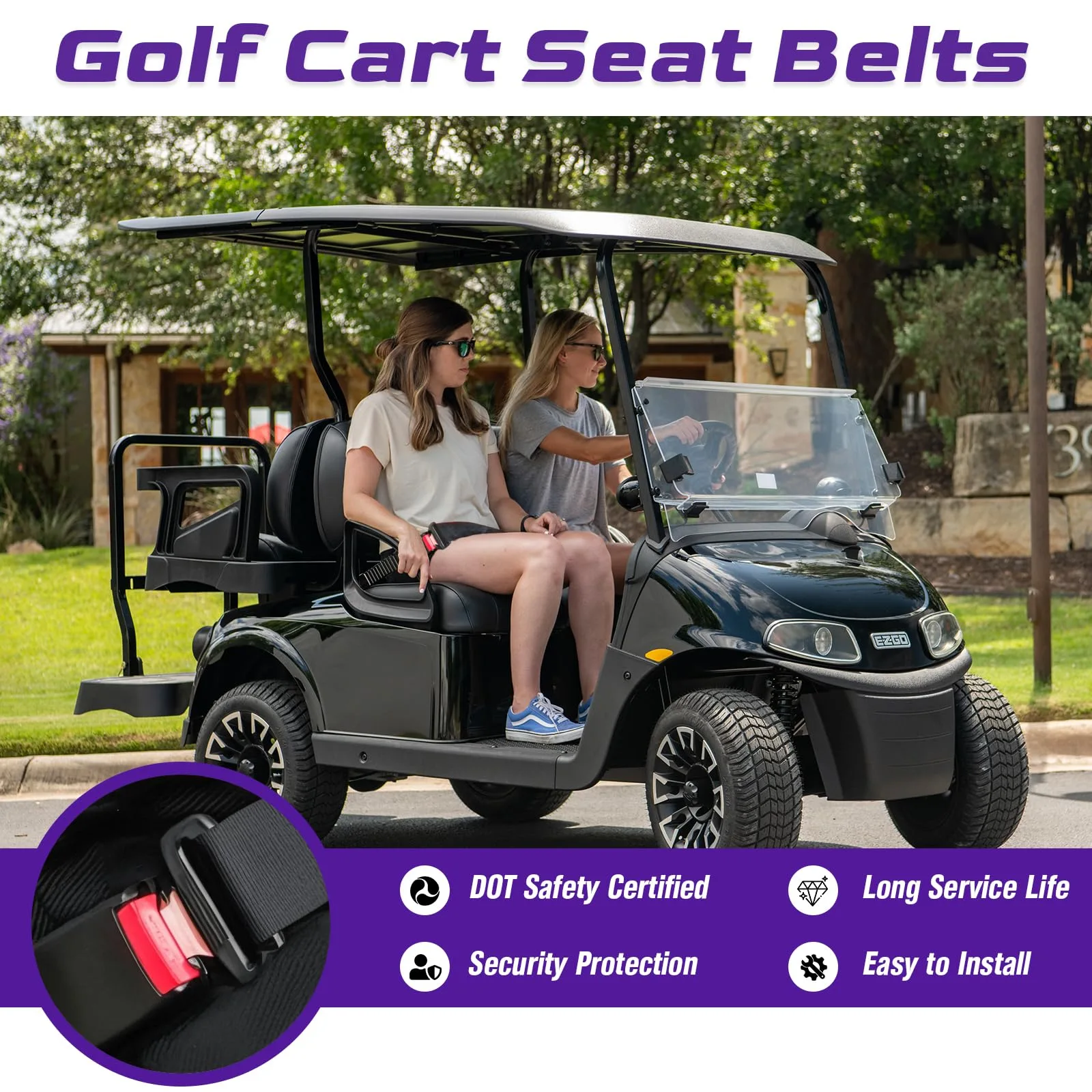 OMEIPMEO 42-Inch Retractable Golf Cart Seat Belt Kit image 2