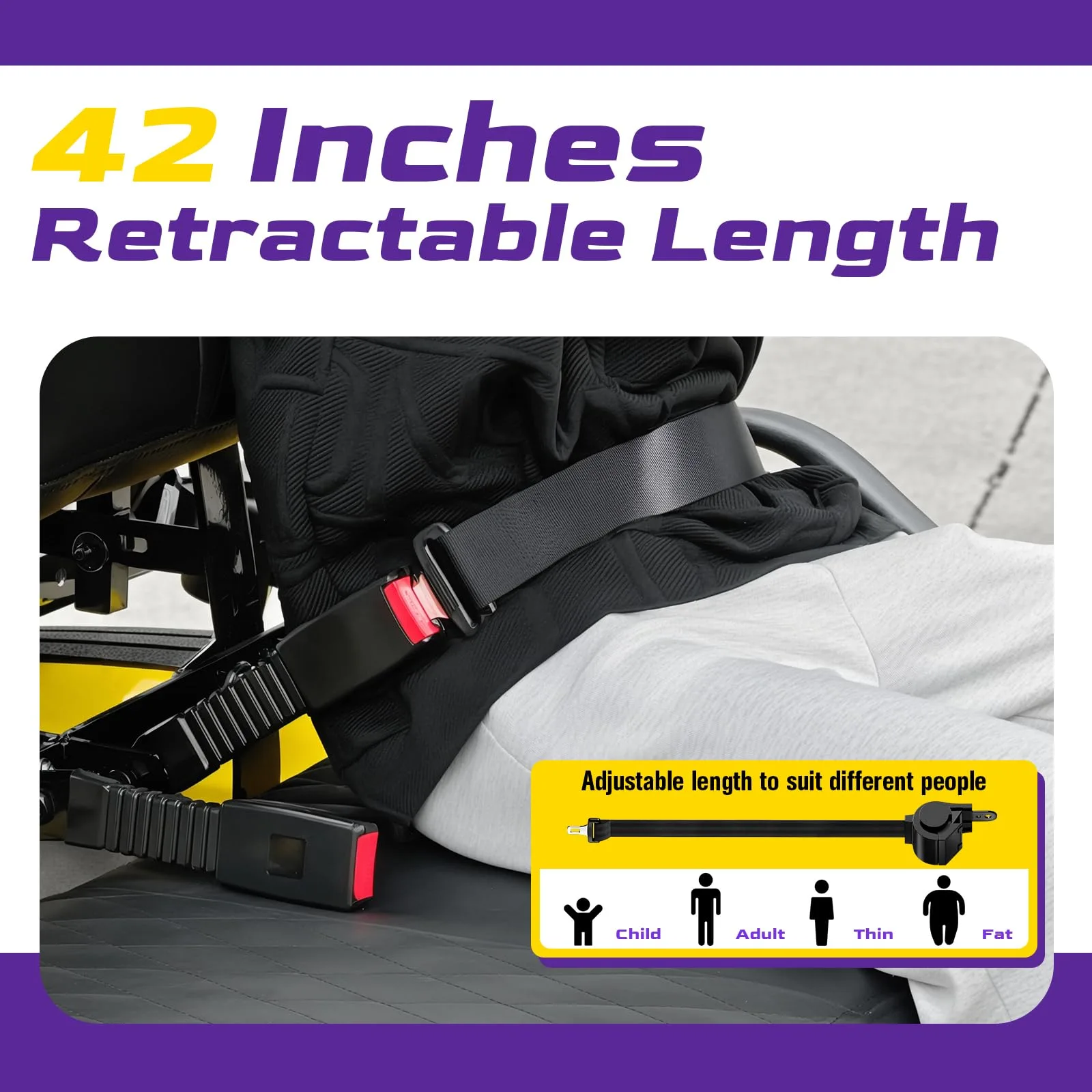 OMEIPMEO 42-Inch Retractable Golf Cart Seat Belt Kit image 4