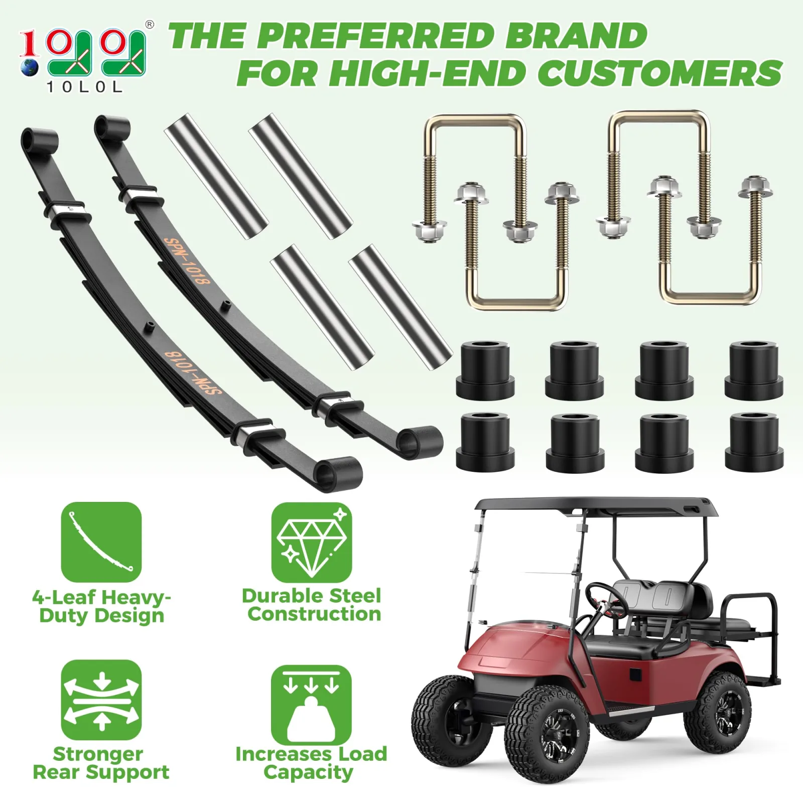 10L0L Rear 4-Leaf Spring Kit for E-Z-GO TXT — 74207-G02 72618-G01 image 2