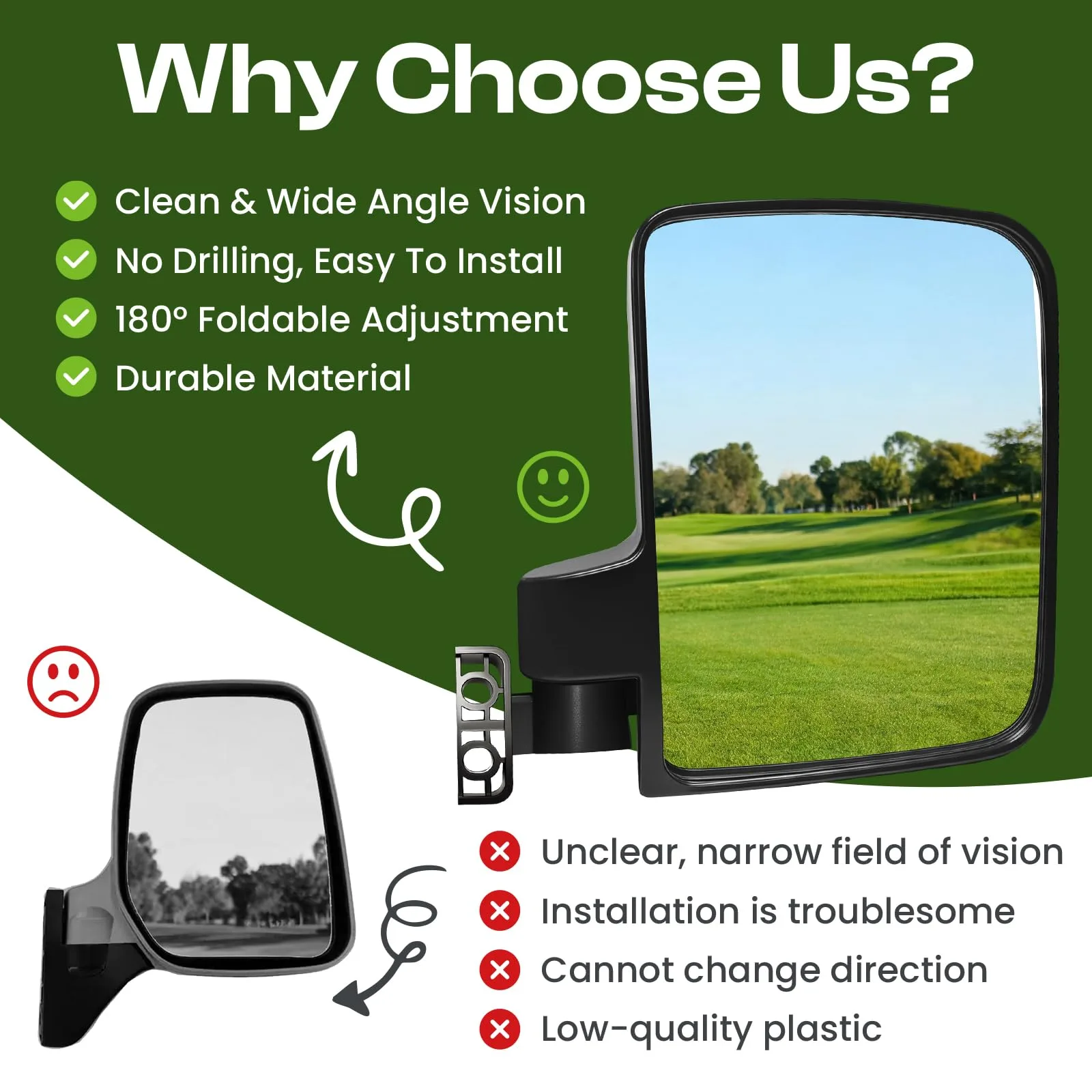 Faranzee GS-Y002 Folding Golf Cart Side Mirror Kit image 3