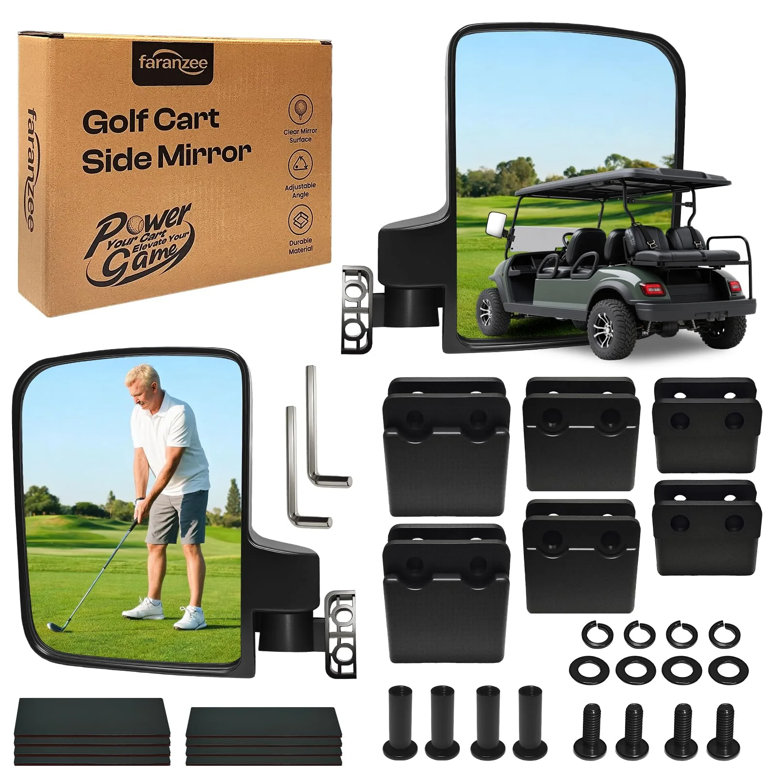 Faranzee GS-Y002 Folding Golf Cart Side Mirror Kit