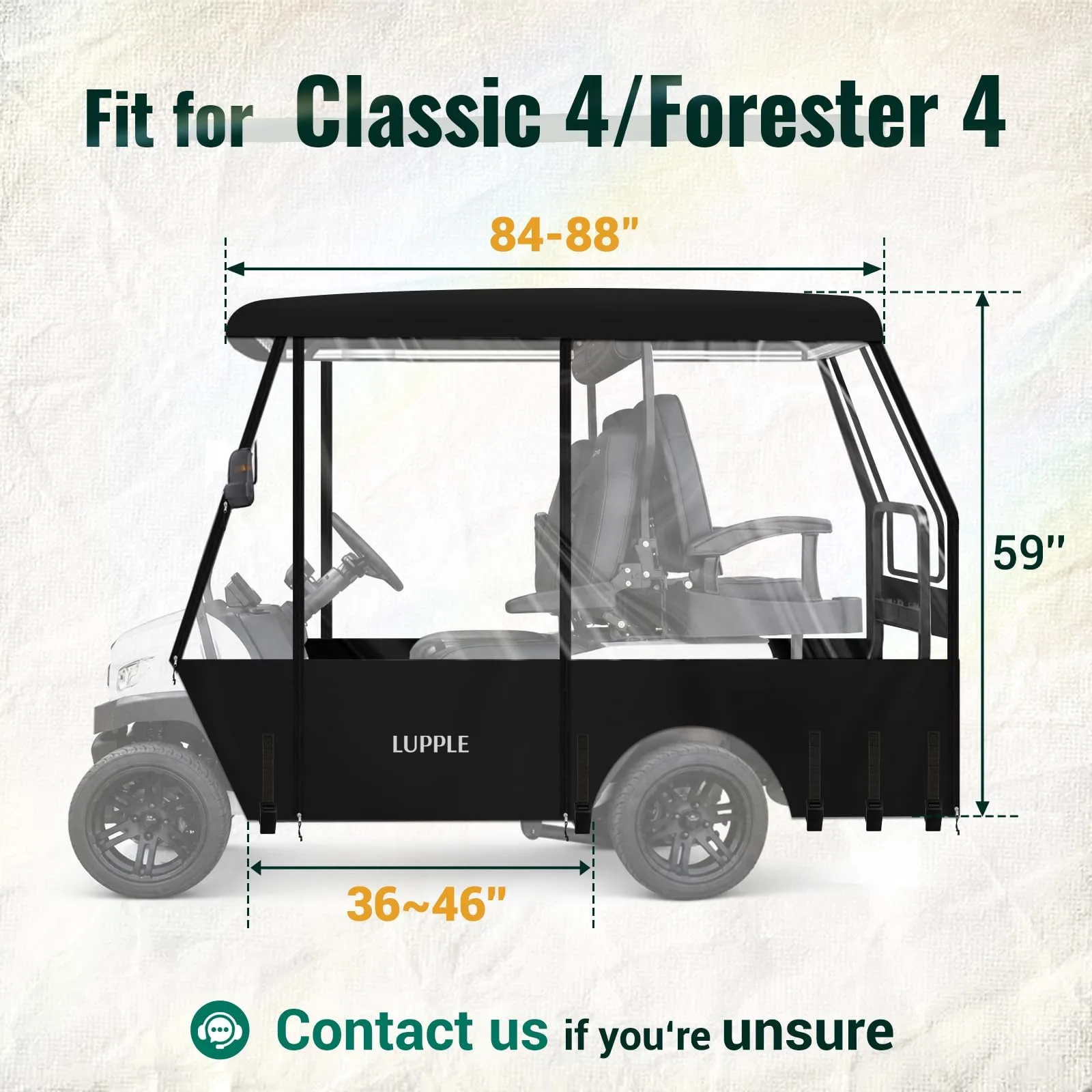 LUPPLE Golf Cart Enclosure for Evolution 2+2 Long Roof image 3