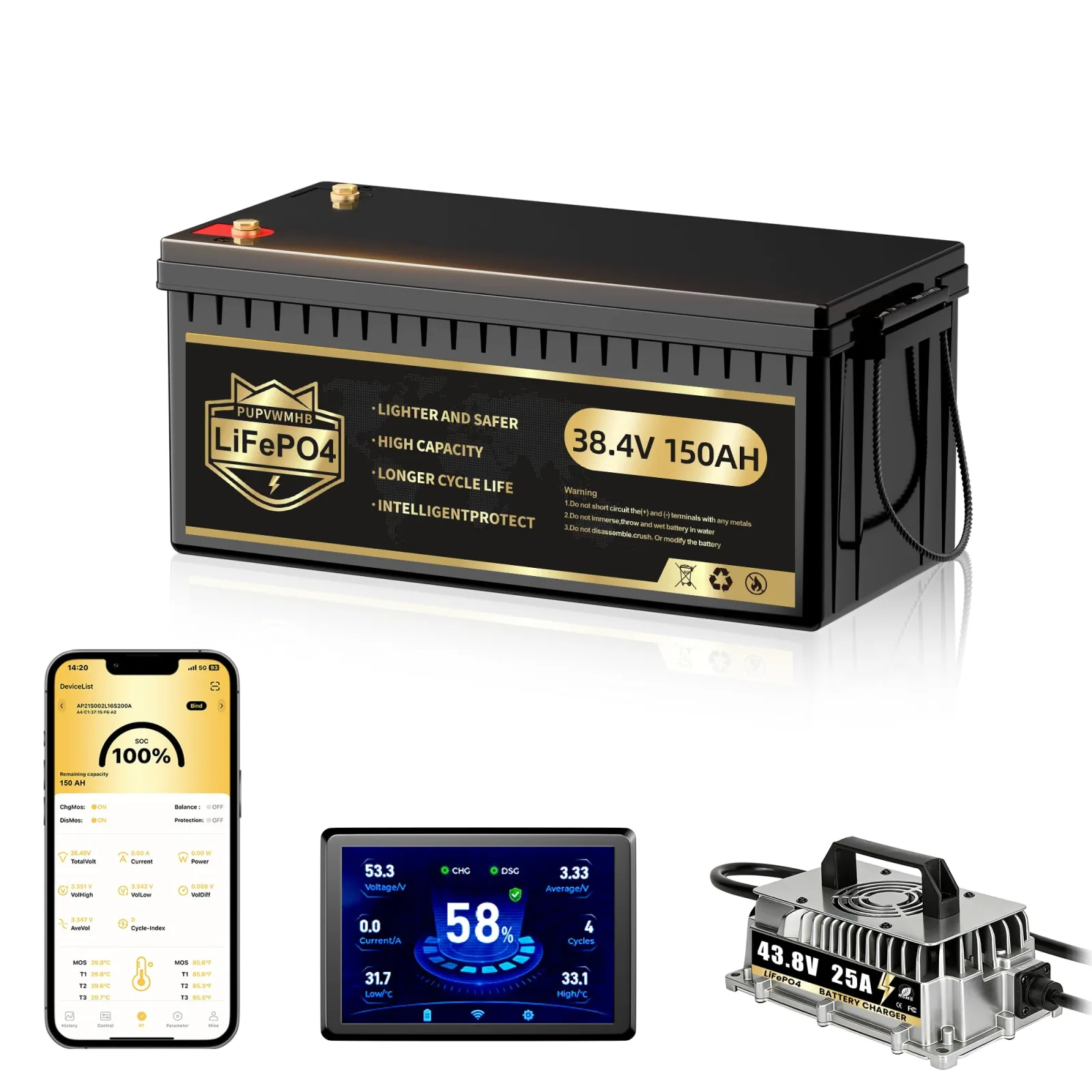 PUPVWMHB PUP-36V150AH 36V 150Ah Lithium Golf Cart Battery
