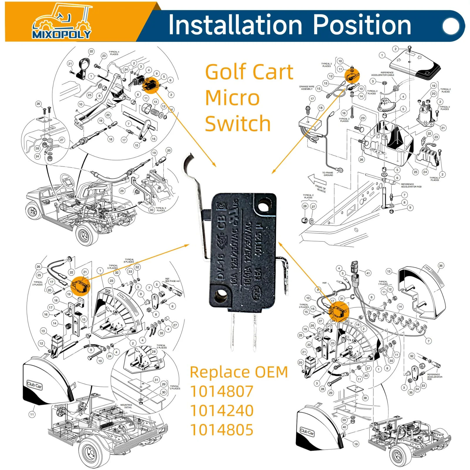 Mixopoly Micro Switch for Club Car DS, Precedent & Tempo image 2