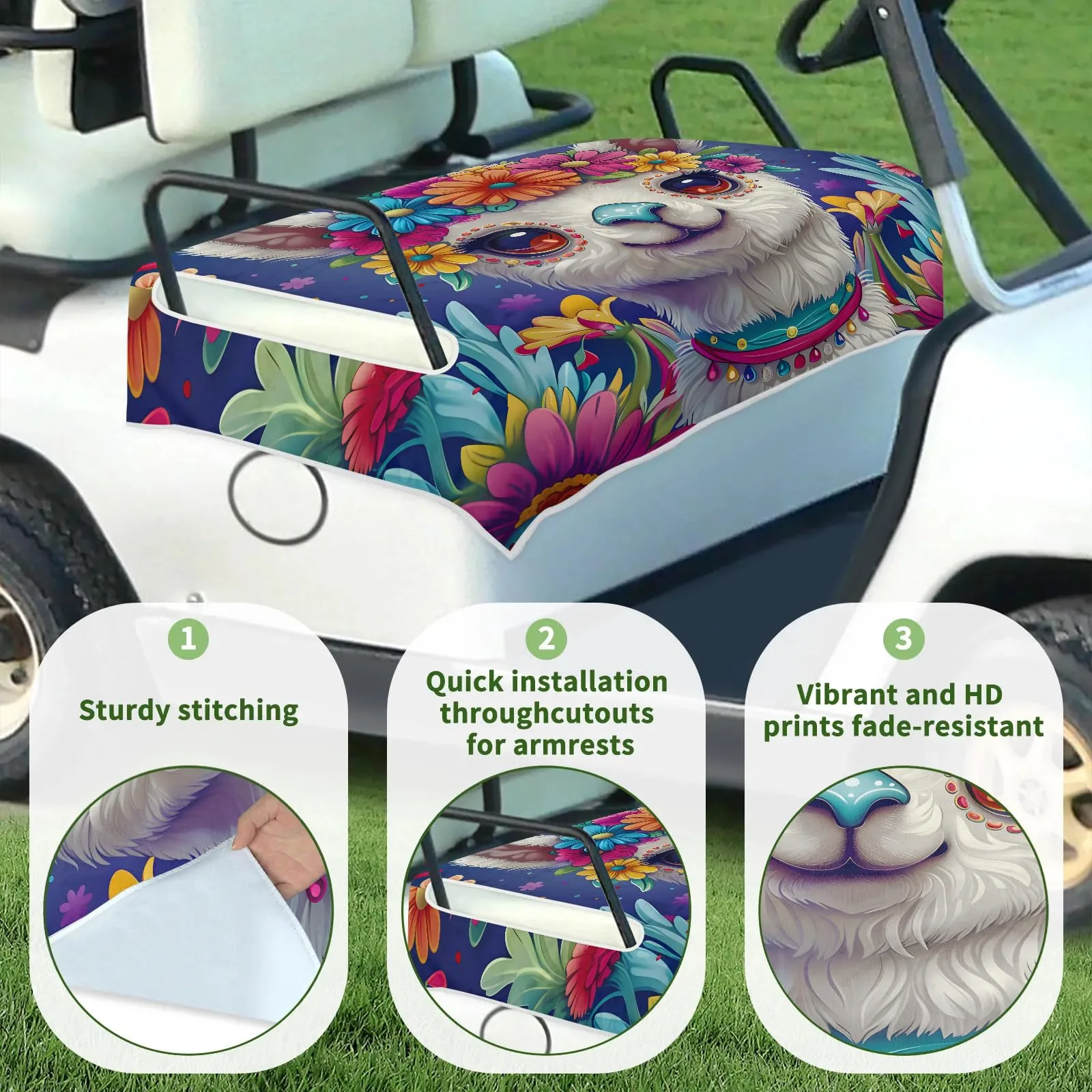 Tiveruda Golf Cart Seat Cover for Double Seats image 3
