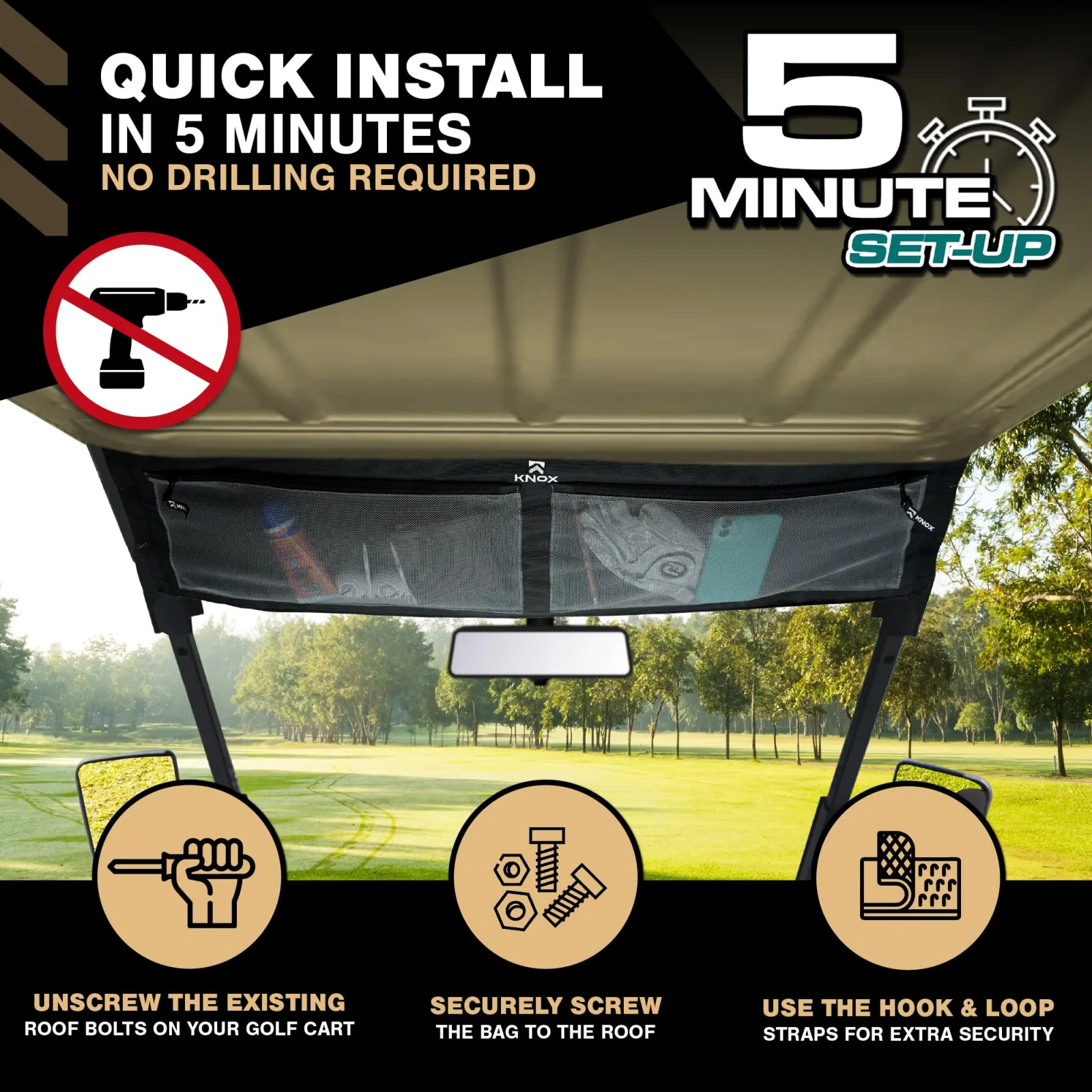 KNOX KNB010 Overhead Storage Bag for Club Car Golf Carts image 4
