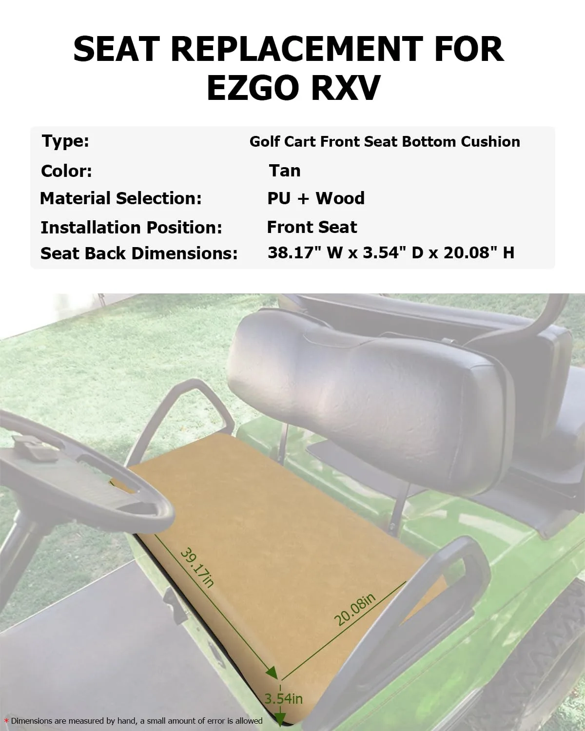 SCITOO Tan Front Seat Cushion for E-Z-GO RXV 2008+ image 2