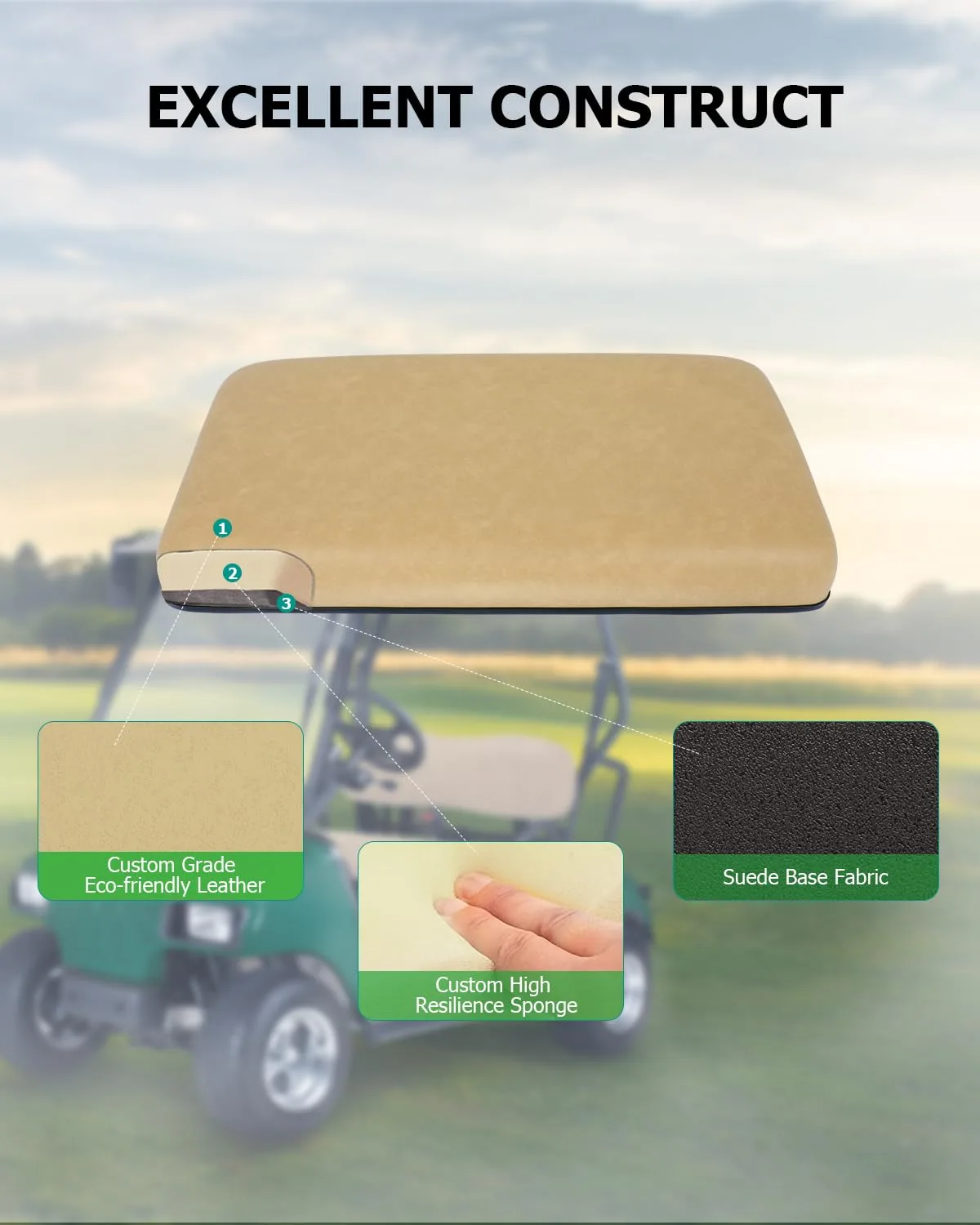 SCITOO Tan Front Seat Cushion for E-Z-GO RXV 2008+ image 3