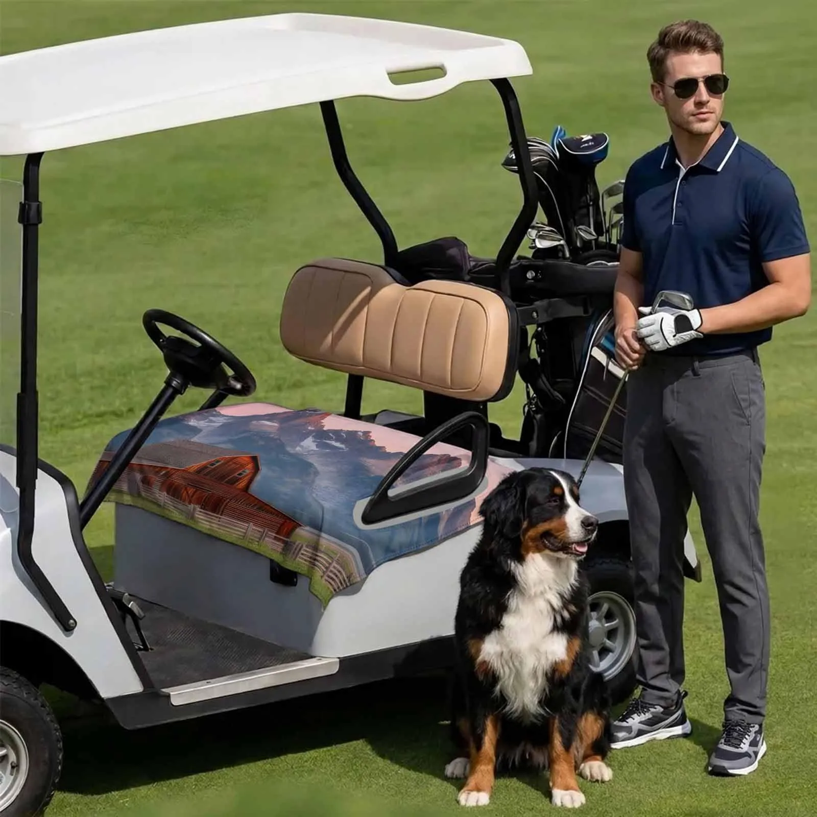 DecorLovee 51 x 31 in Microfiber Golf Cart Seat Cover for 2-Seater – DLE202606101781062736278019031 image 3