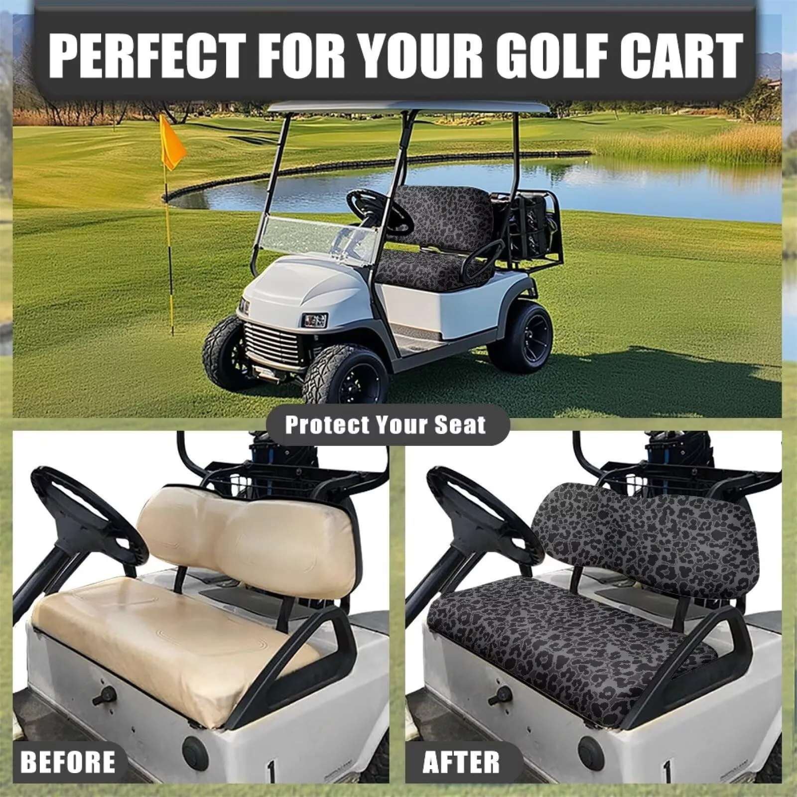 FUIALDOLG Golf Cart Front and Rear Seat Cover Set image 4