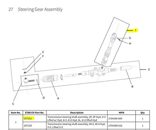 3G Lower Steering Shaft for STAR Classic Golf Carts image 2