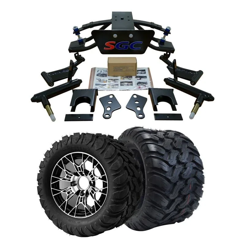 Hardcore Parts 4" Double A-Arm Lift Kit with 12" Tarantula Wheels for Club Car Precedent - LKW-PR04-D12AL75T09