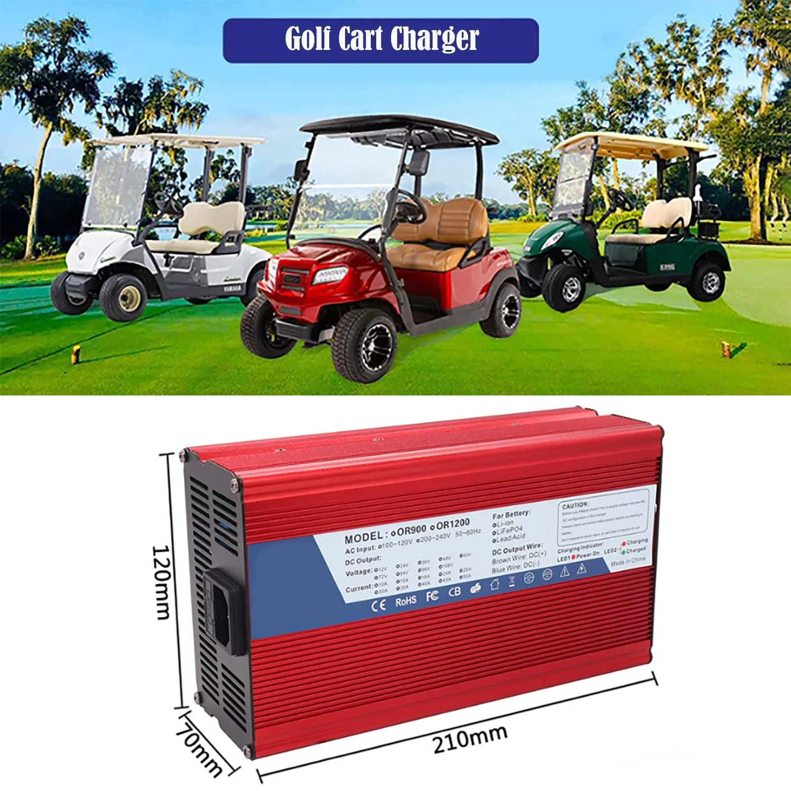 SFKLYU 48V 15A Golf Cart Battery Charger with Crowfoot Plug - 65846443 image 2