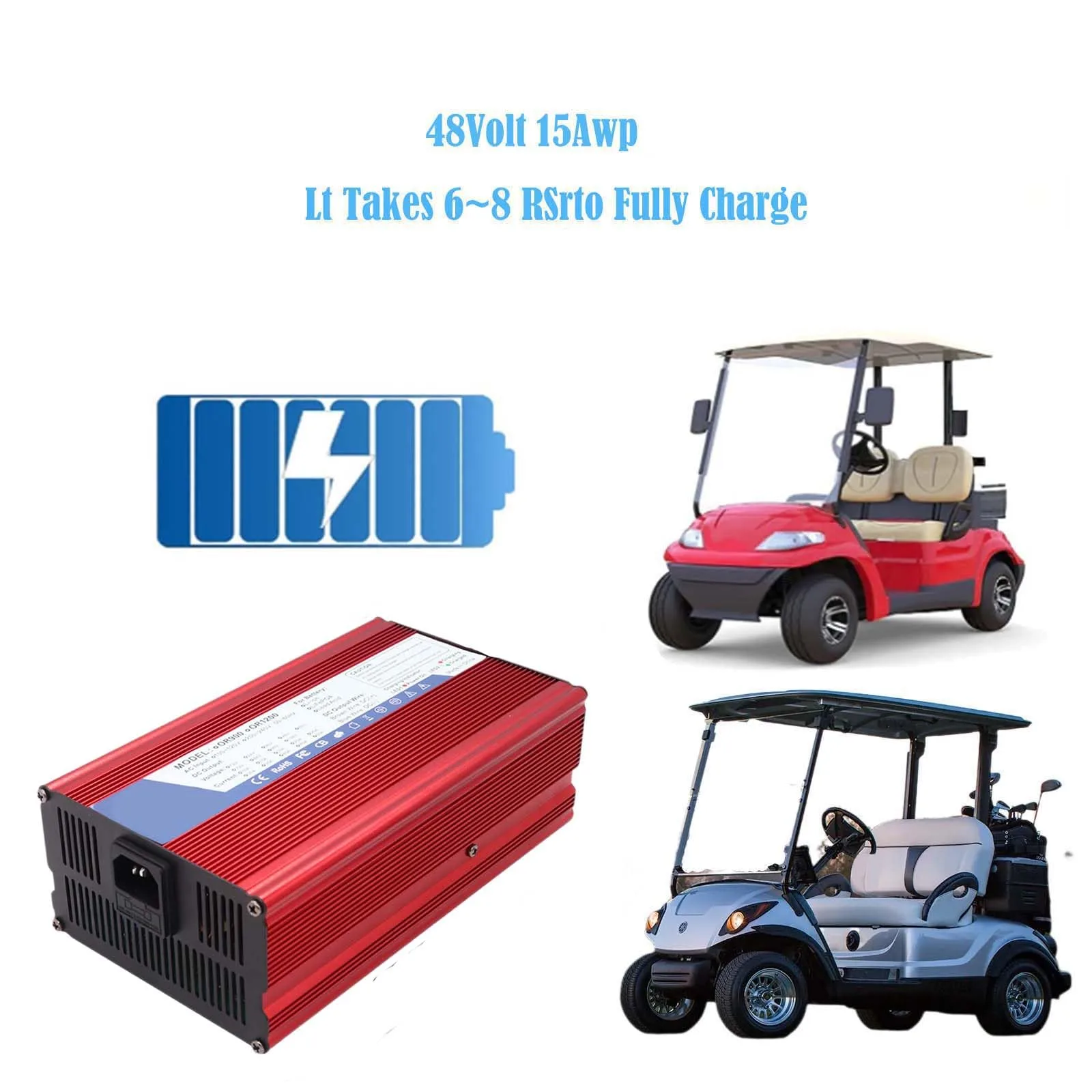SFKLYU 48V 15A Golf Cart Battery Charger with Crowfoot Plug - 65846443 image 3