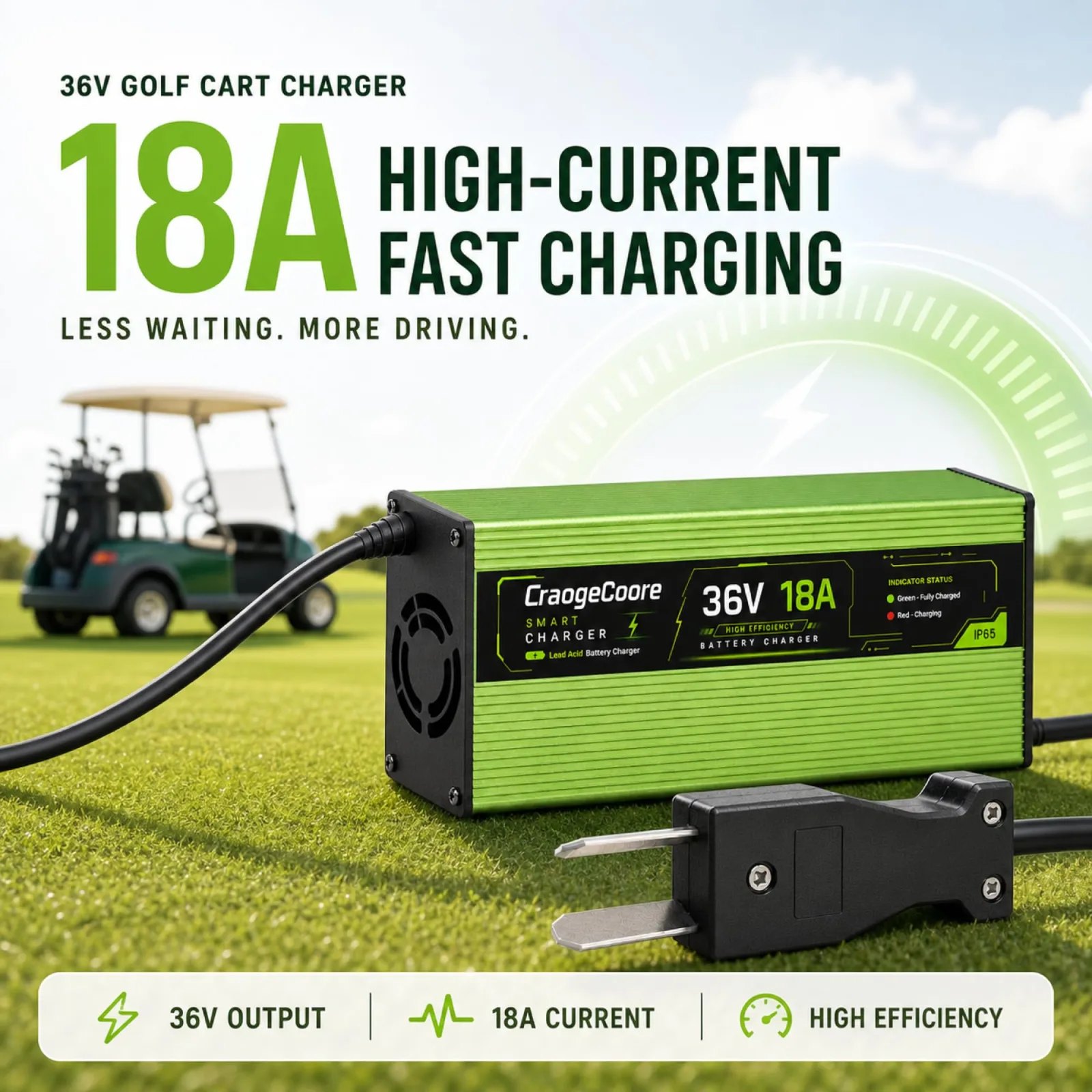 CraogeCoore 36V 18A Charger for E-Z-GO TXT and Yamaha image 2