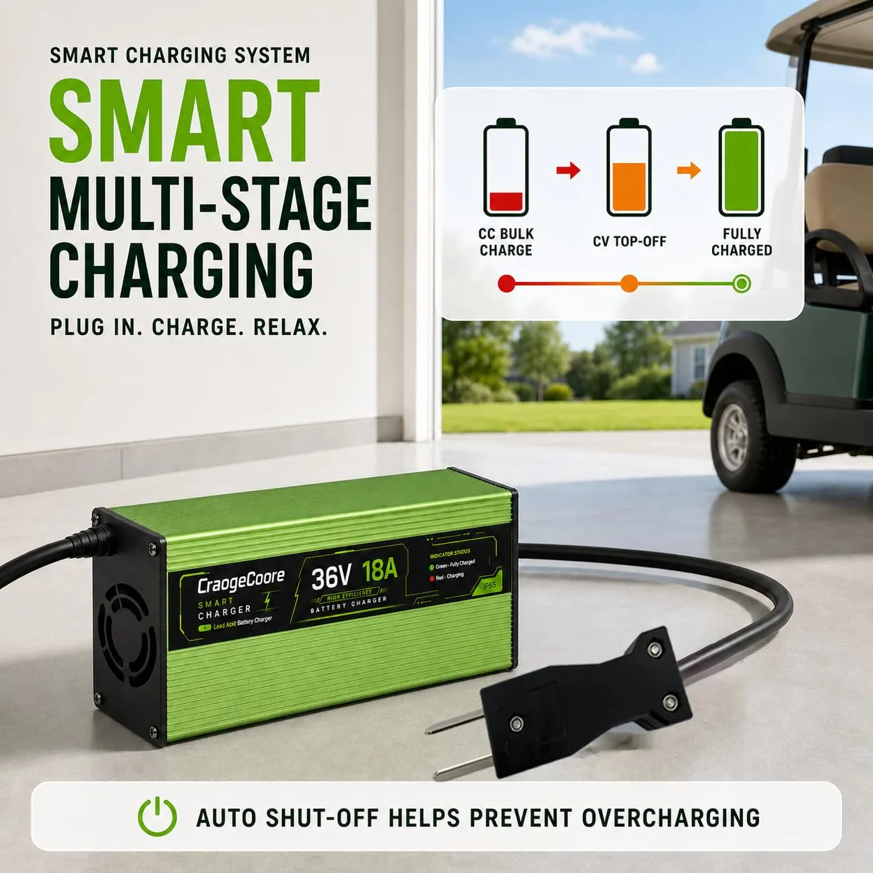 CraogeCoore 36V 18A Charger for E-Z-GO TXT and Yamaha image 3