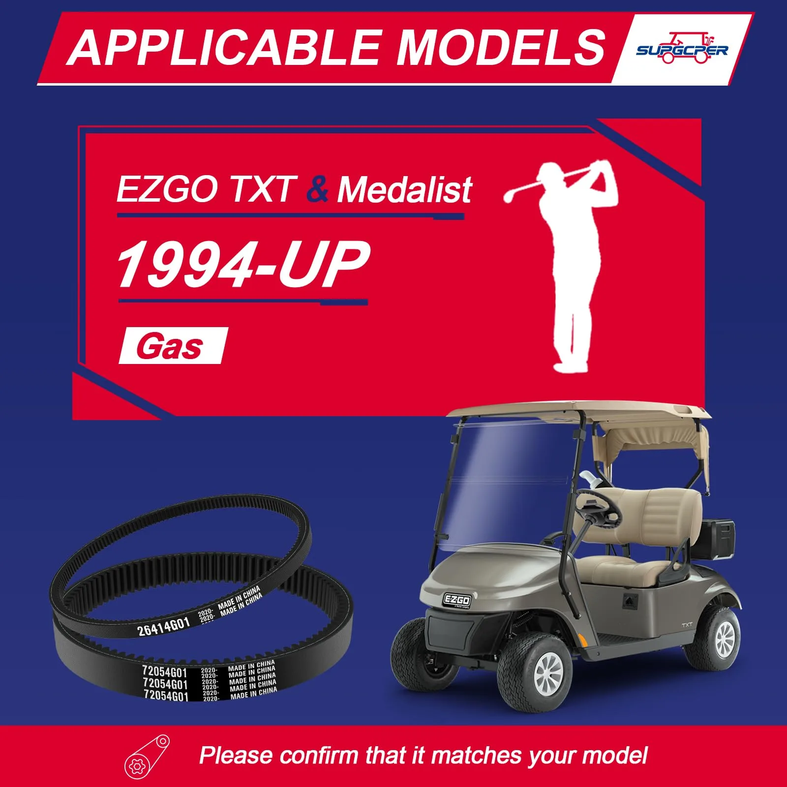 SUPGCPER E-Z-GO TXT Drive and Starter Belt Kit image 2
